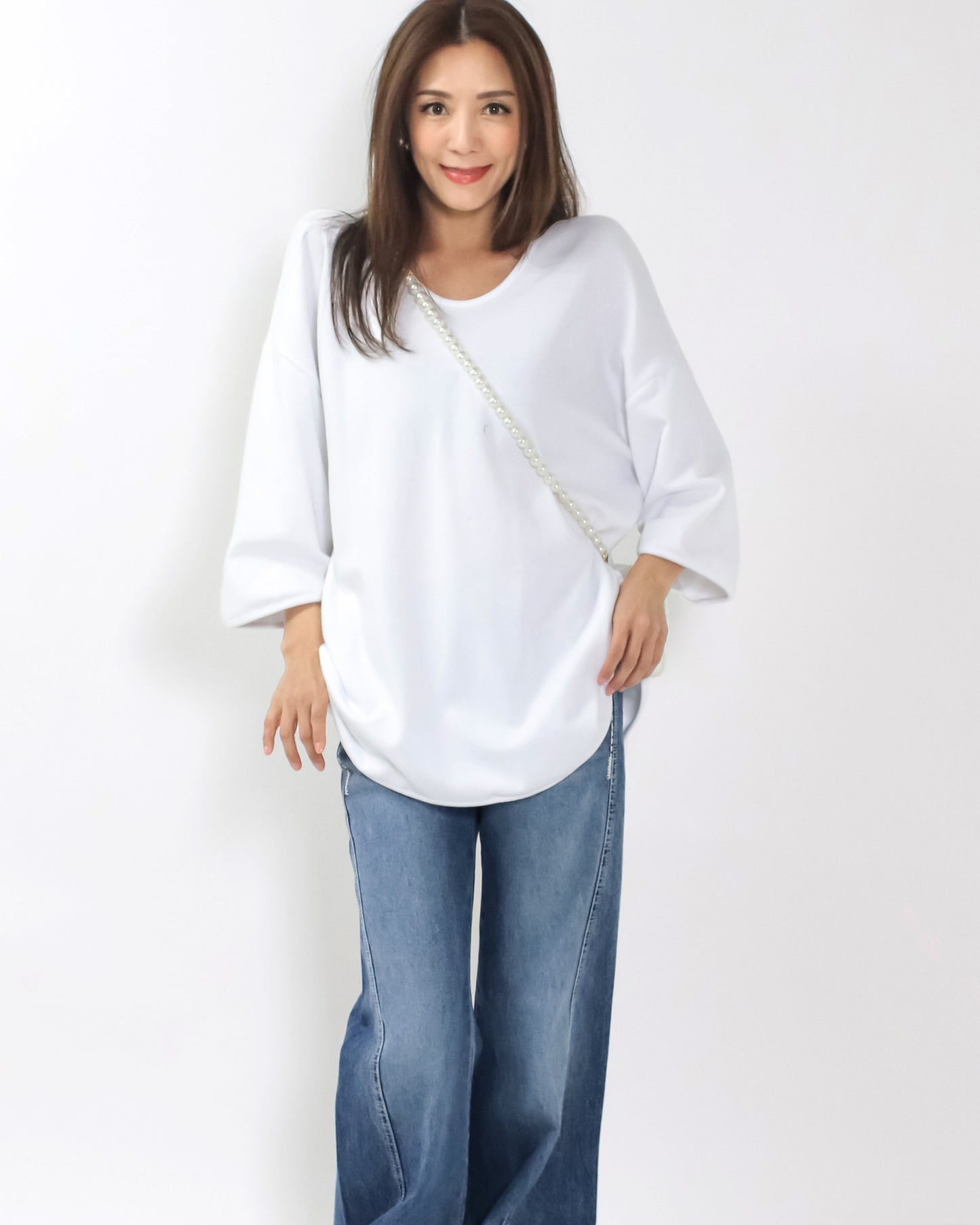 ivory fleece U hem tee *pre-order*