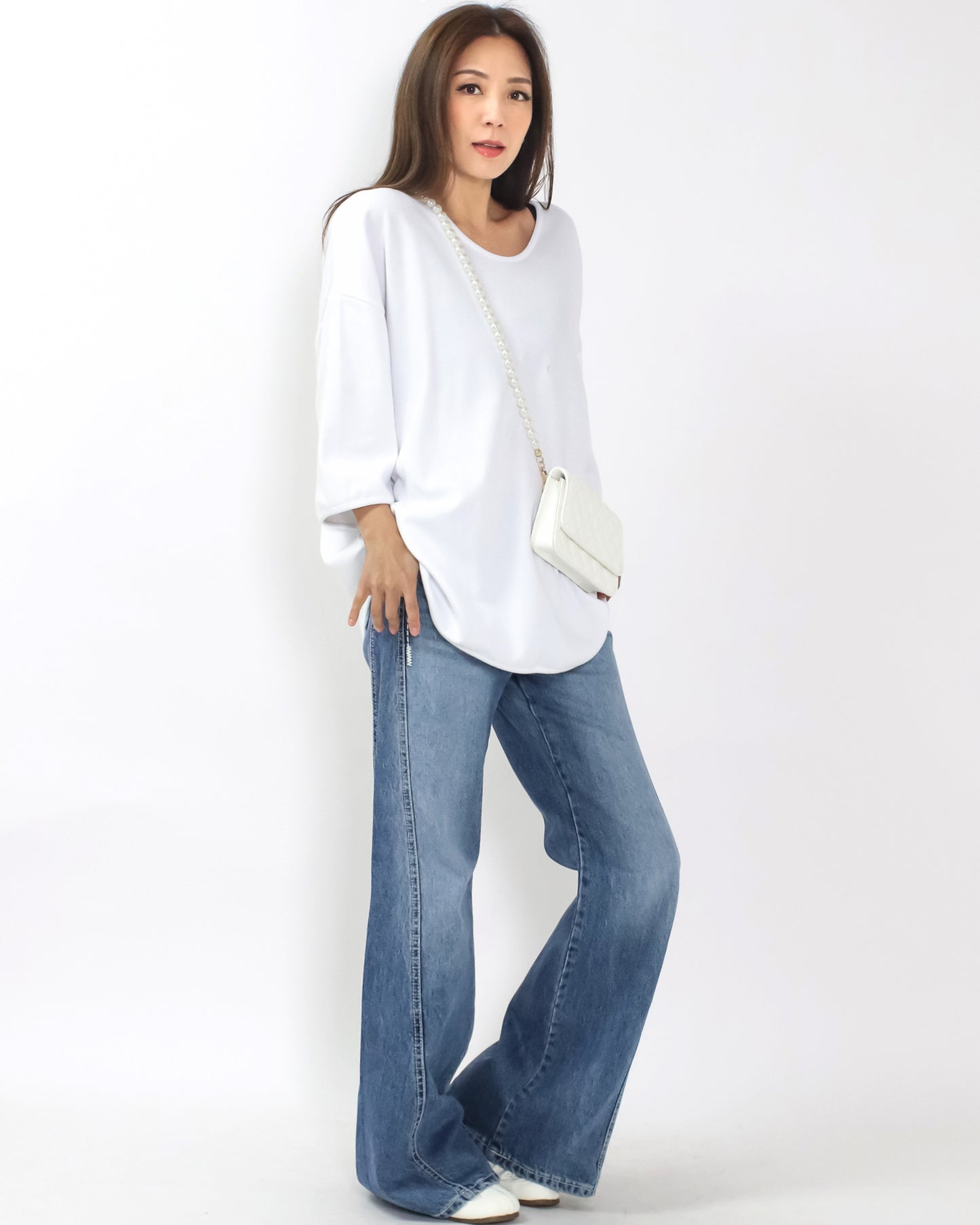 ivory fleece U hem tee *pre-order*