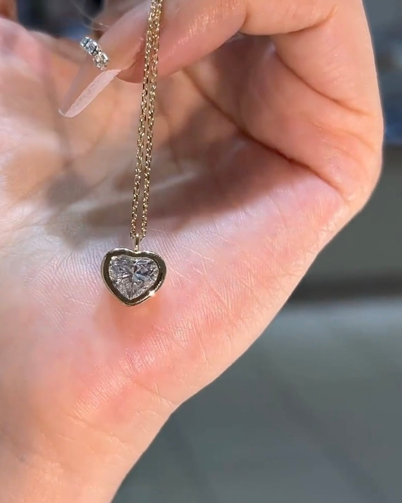 GAL 1ct heart bazel 18K lab-grown diamond pendant necklace *pre-order*