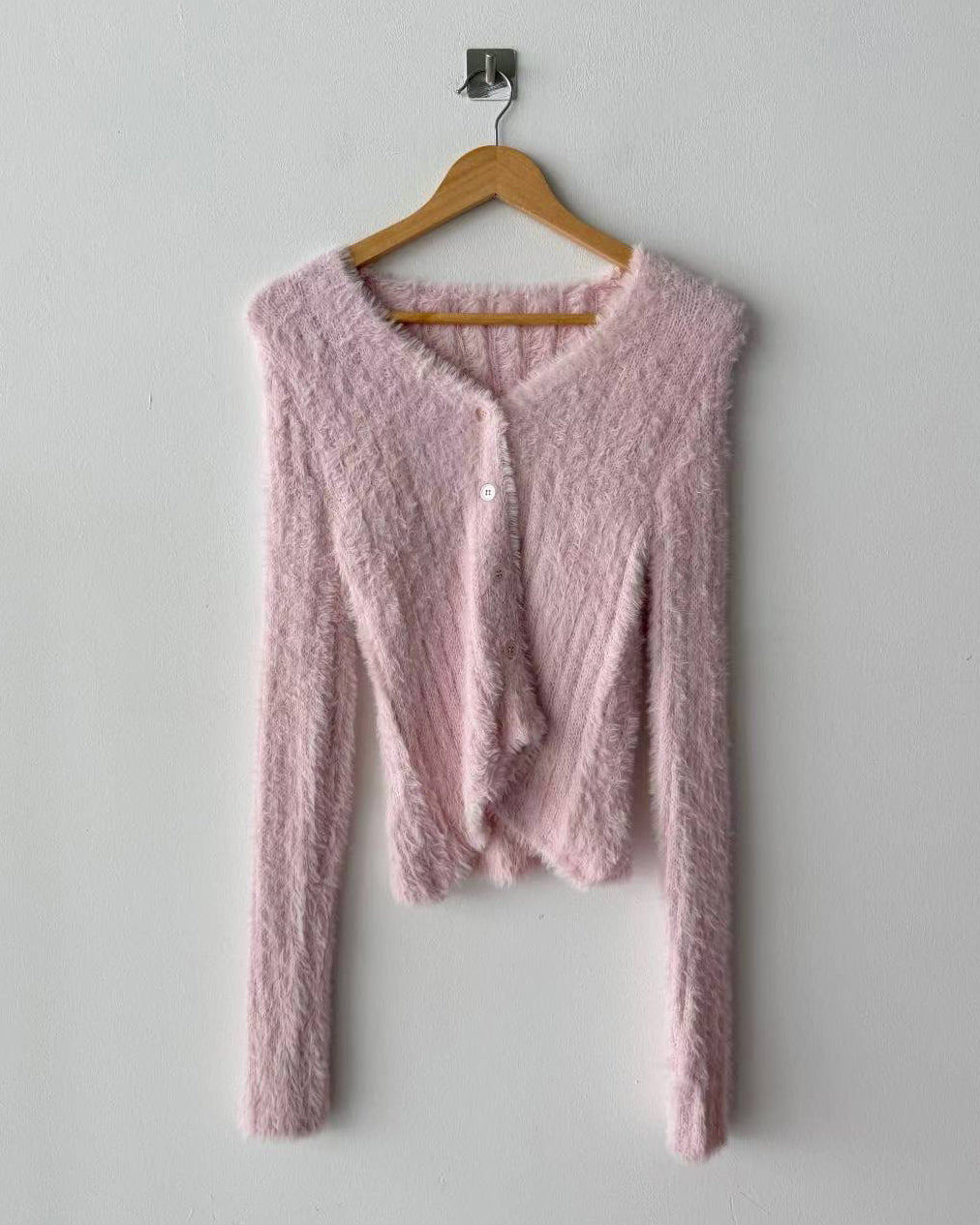 pink fluffy knitted cardigan *pre-order*