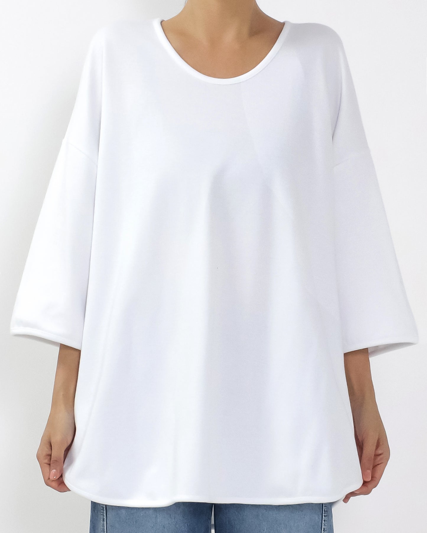 ivory fleece U hem tee *pre-order*