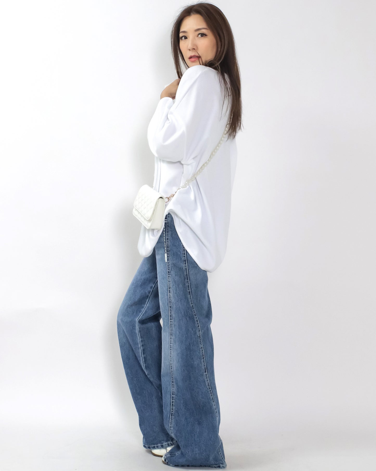 ivory fleece U hem tee *pre-order*
