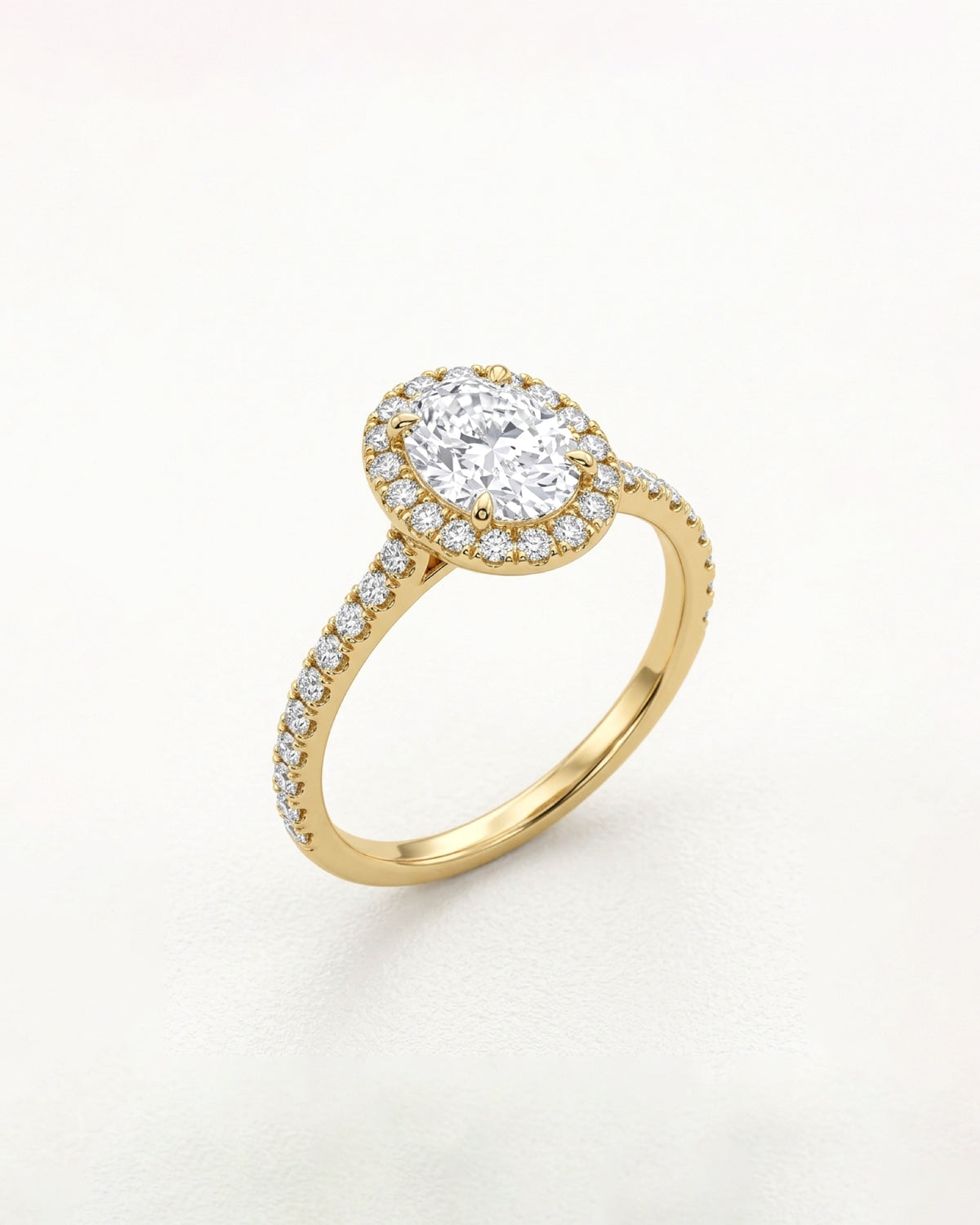 1ct oval halo rhodium plated ring