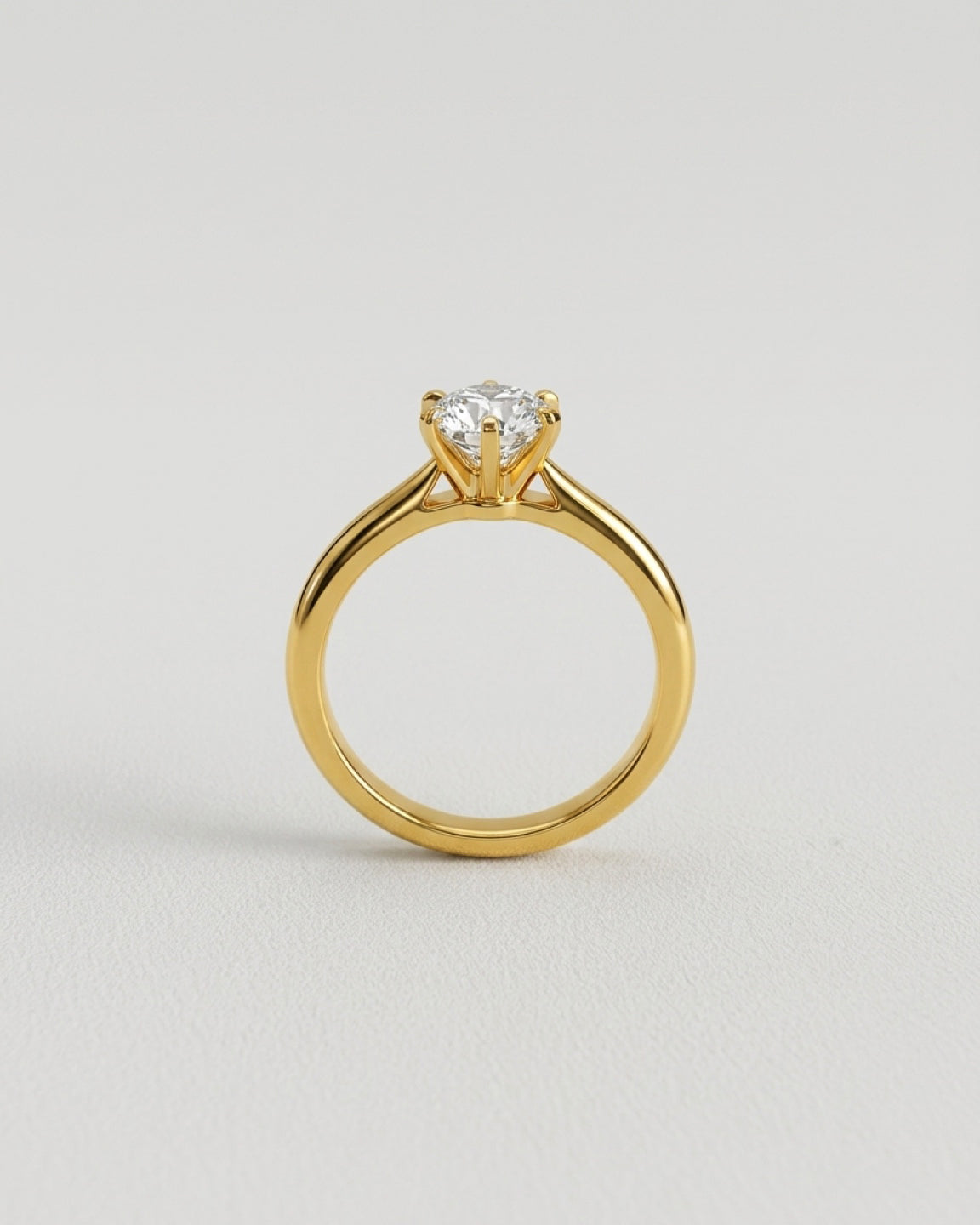 1ct round 6 claw rhodium plated ring