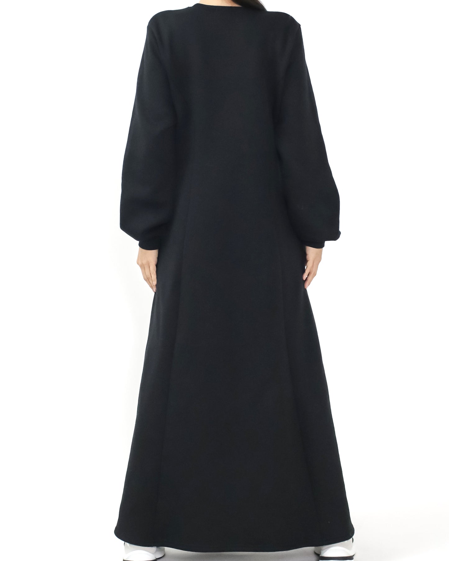 black flare fleece sweat longline dress *pre-order*