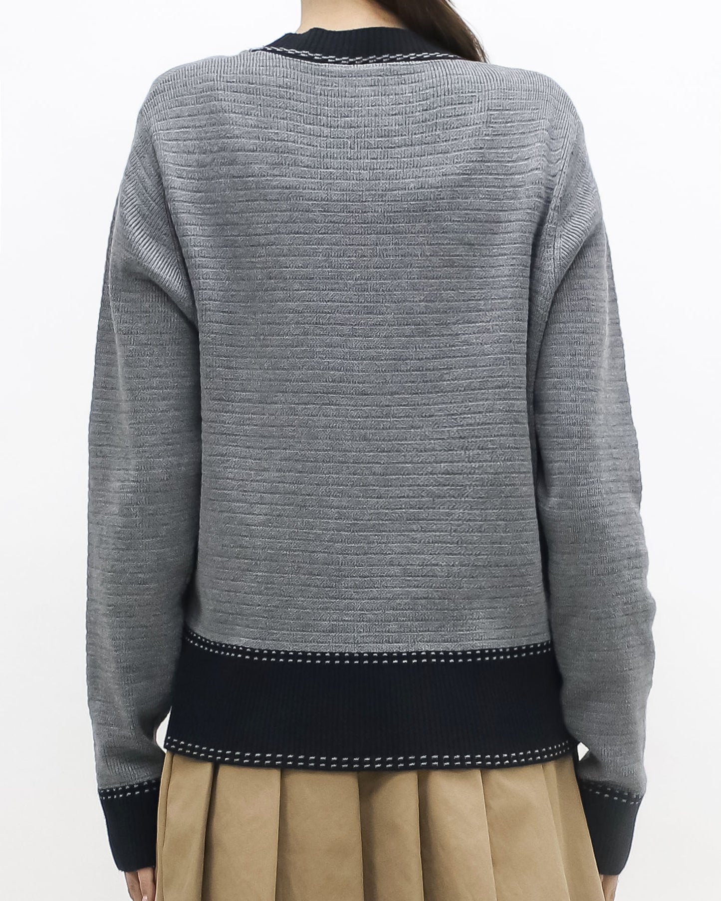 grey & black trim knitted cardigan
