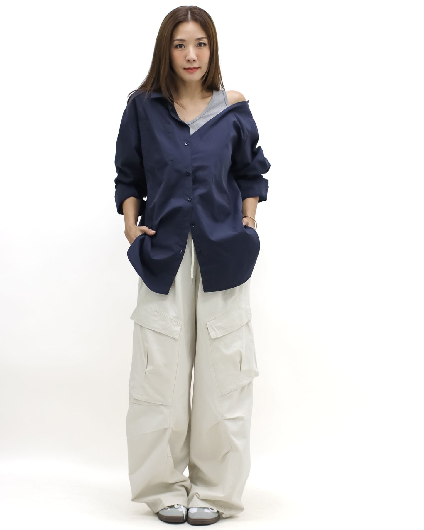 ivory ruched pockets cargo pants *pre-order*