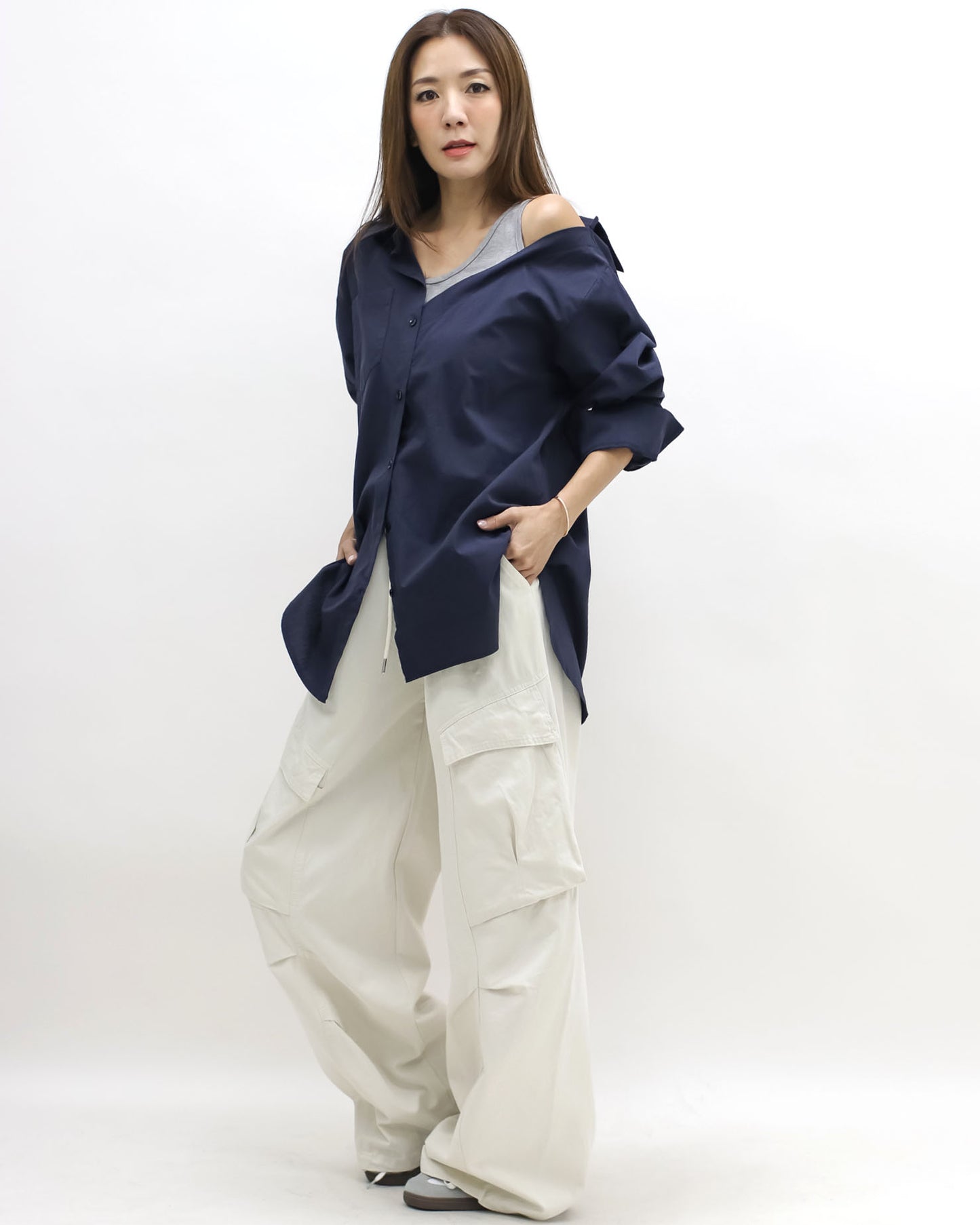 ivory ruched pockets cargo pants *pre-order*