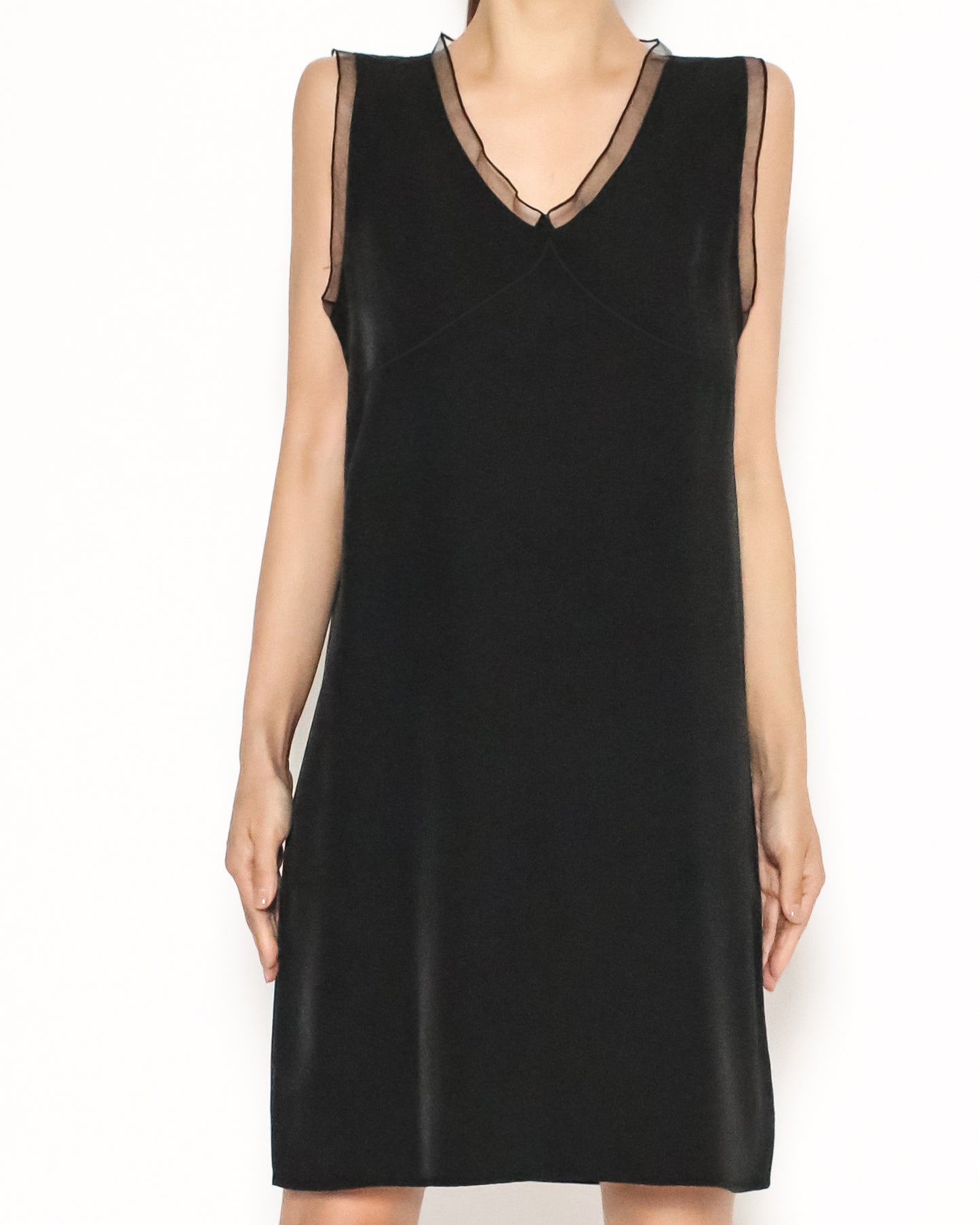 black mesh hem slinky dress *pre-order*
