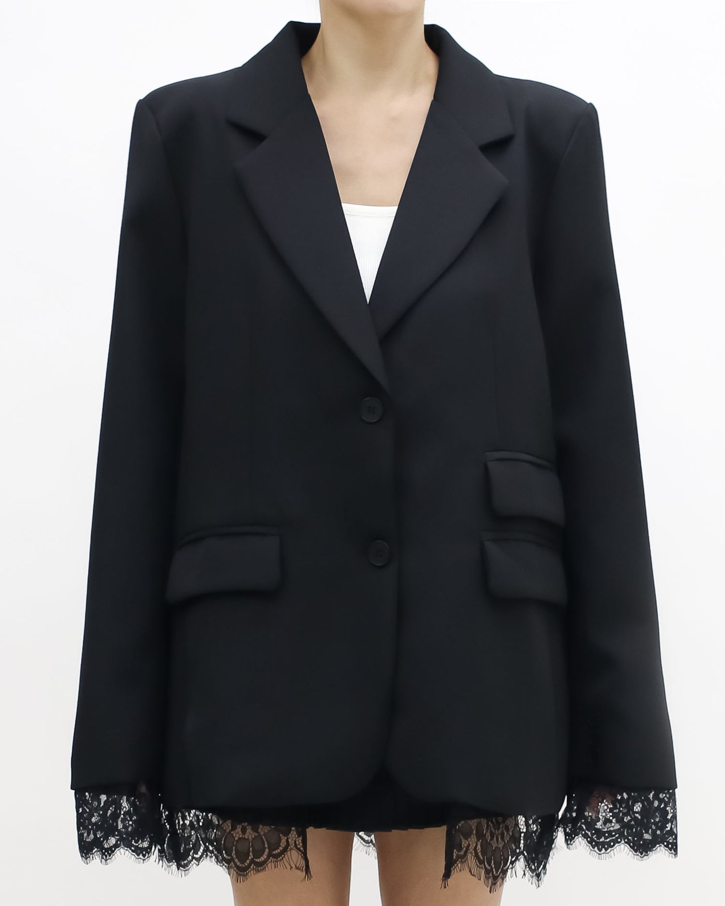 black lace trim blazer