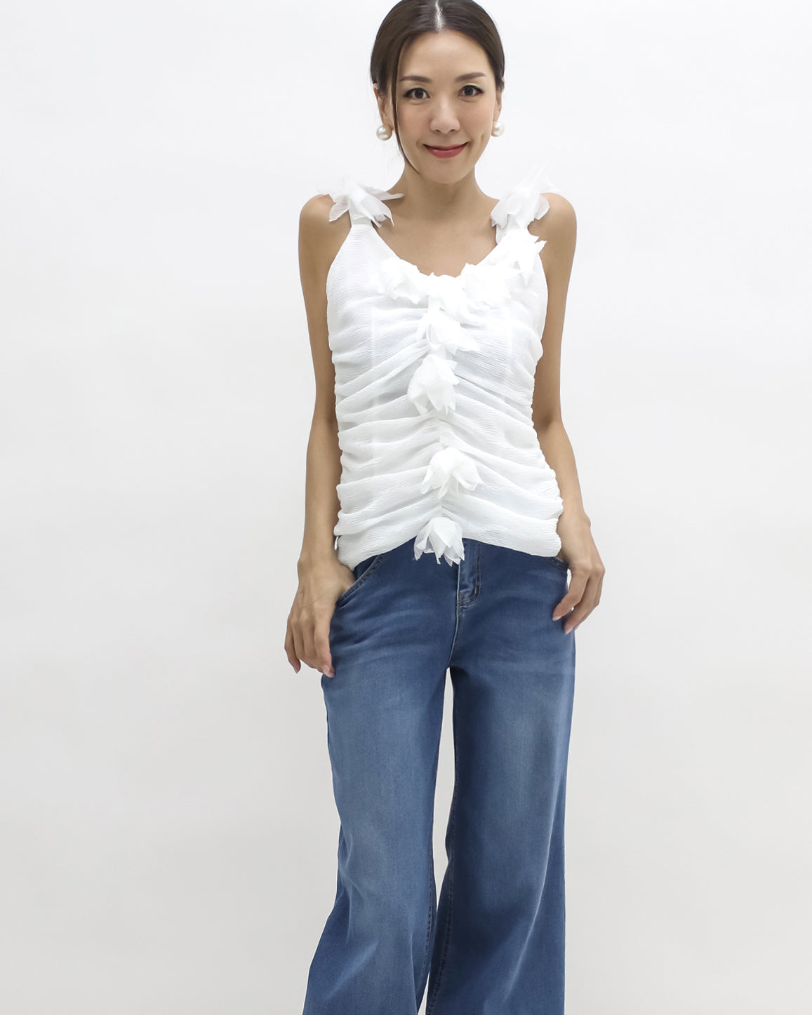 ivory flowers texture vest *pre-order*