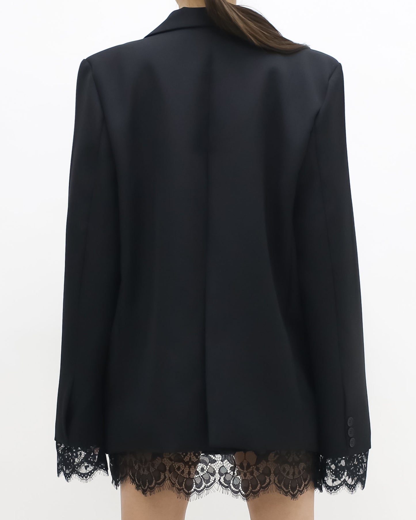 black lace trim blazer