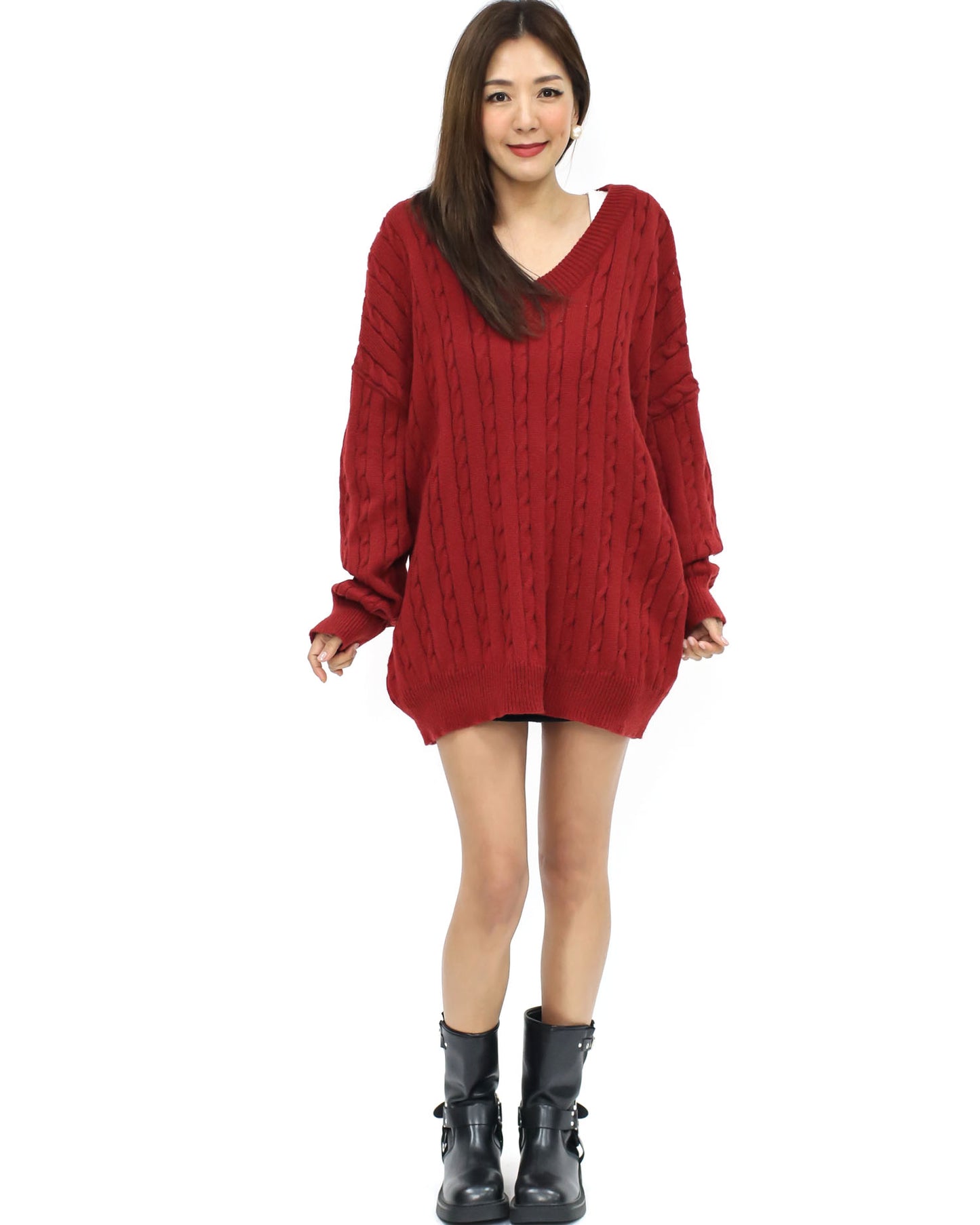 red twisted knitted top