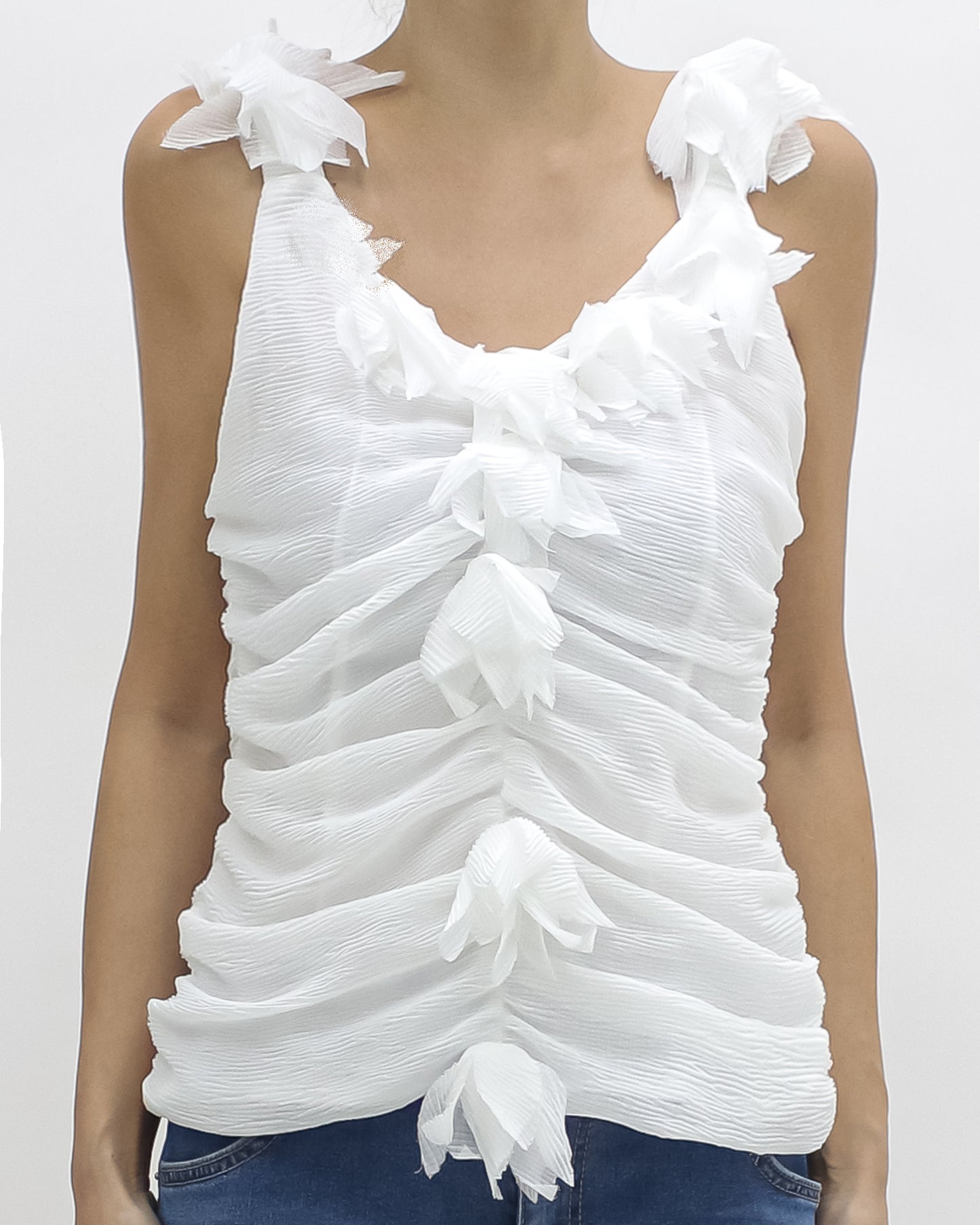 ivory flowers texture vest *pre-order*