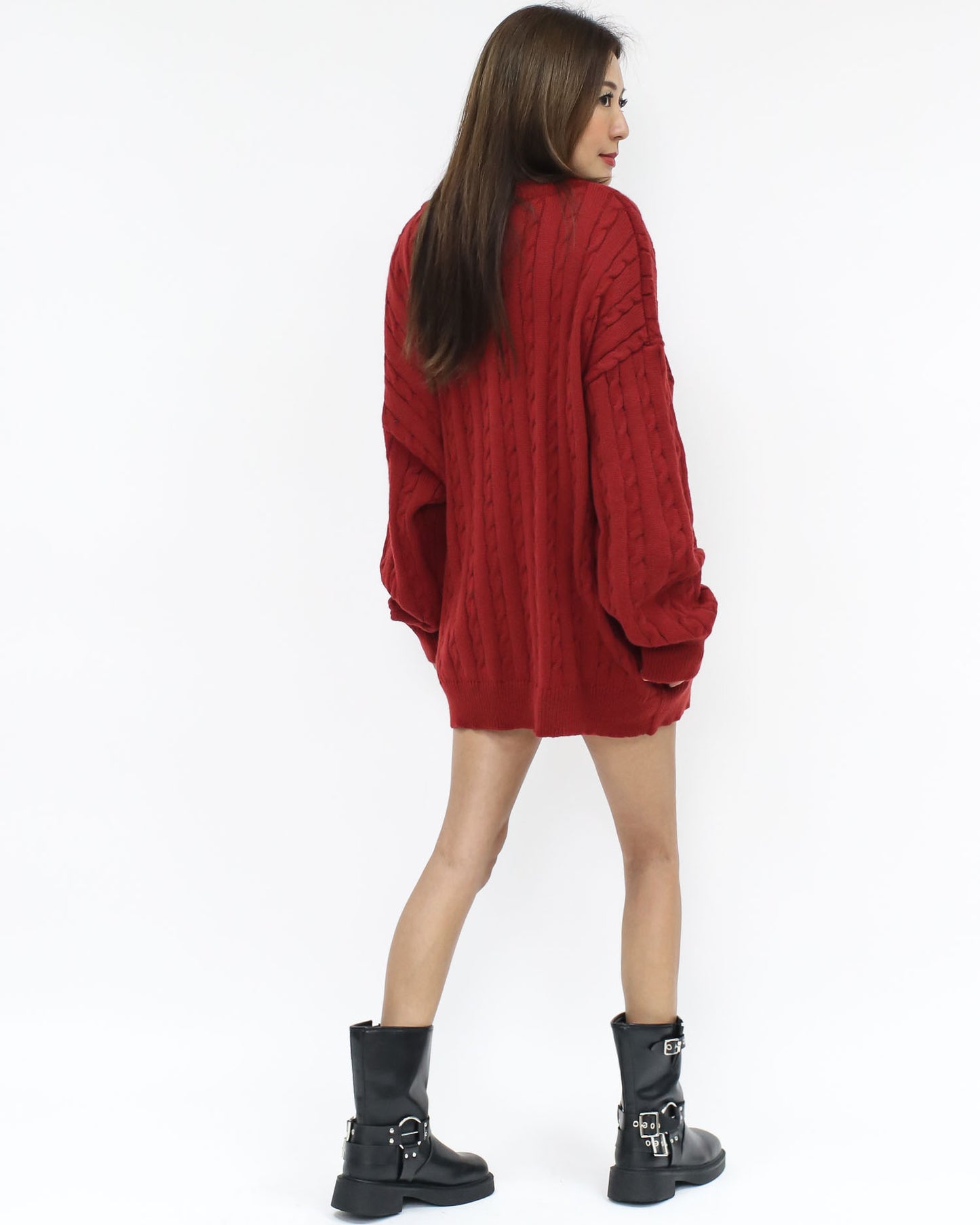 red twisted knitted top