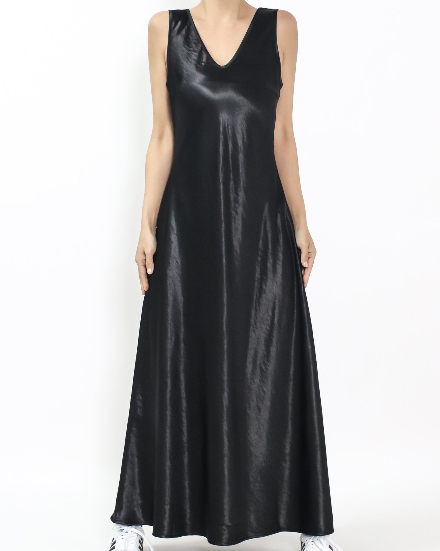 black texture slinky longline vest dress *pre-order*