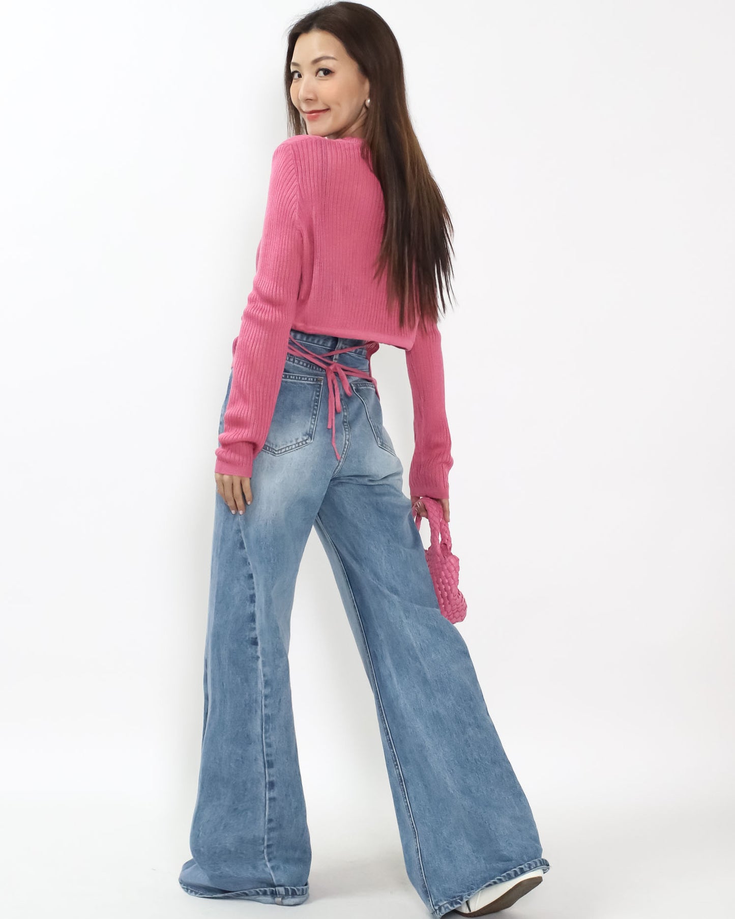 washed blue denim straight leg jeans *pre-order*