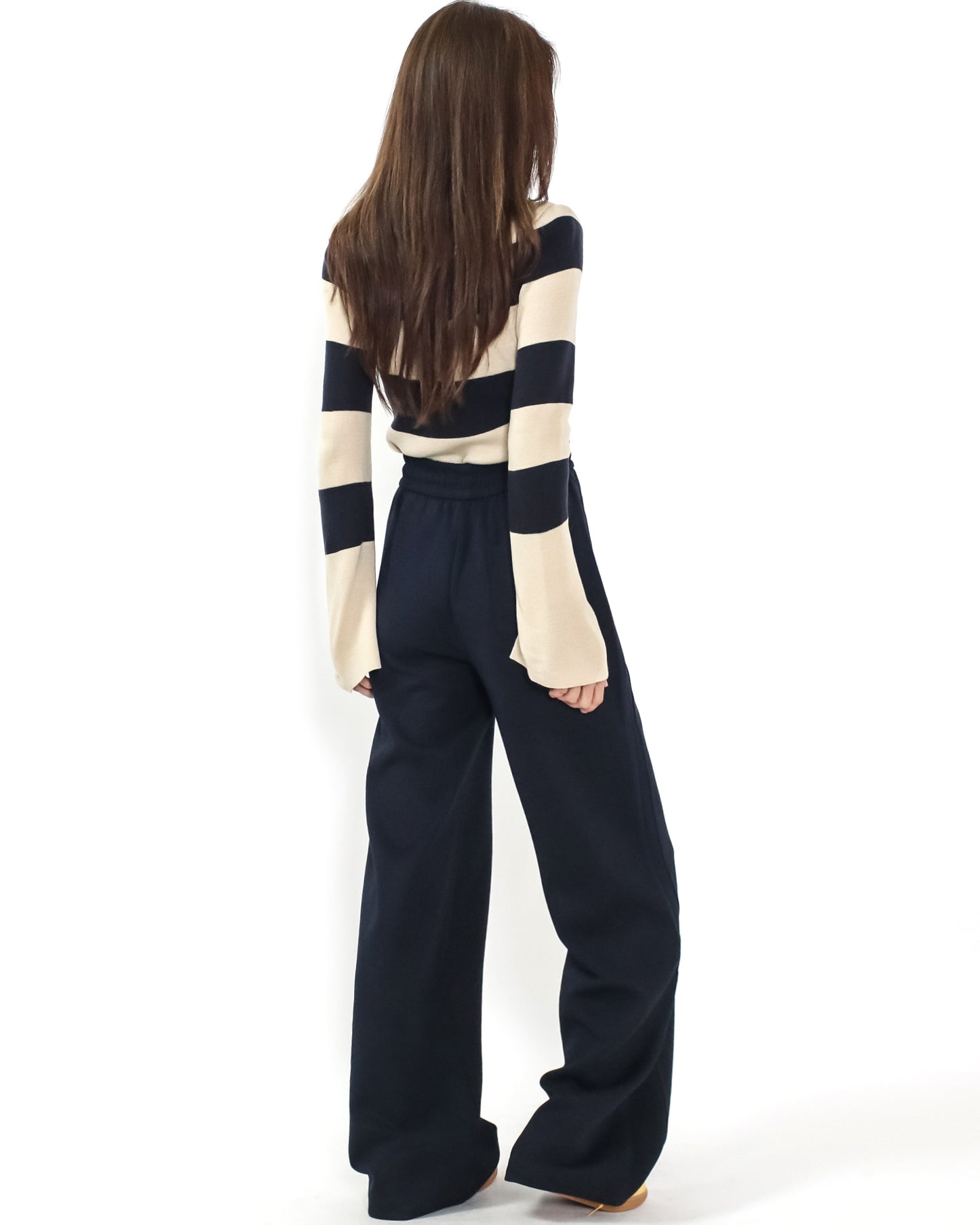 navy soft neoprene straight leg pants *pre-order*