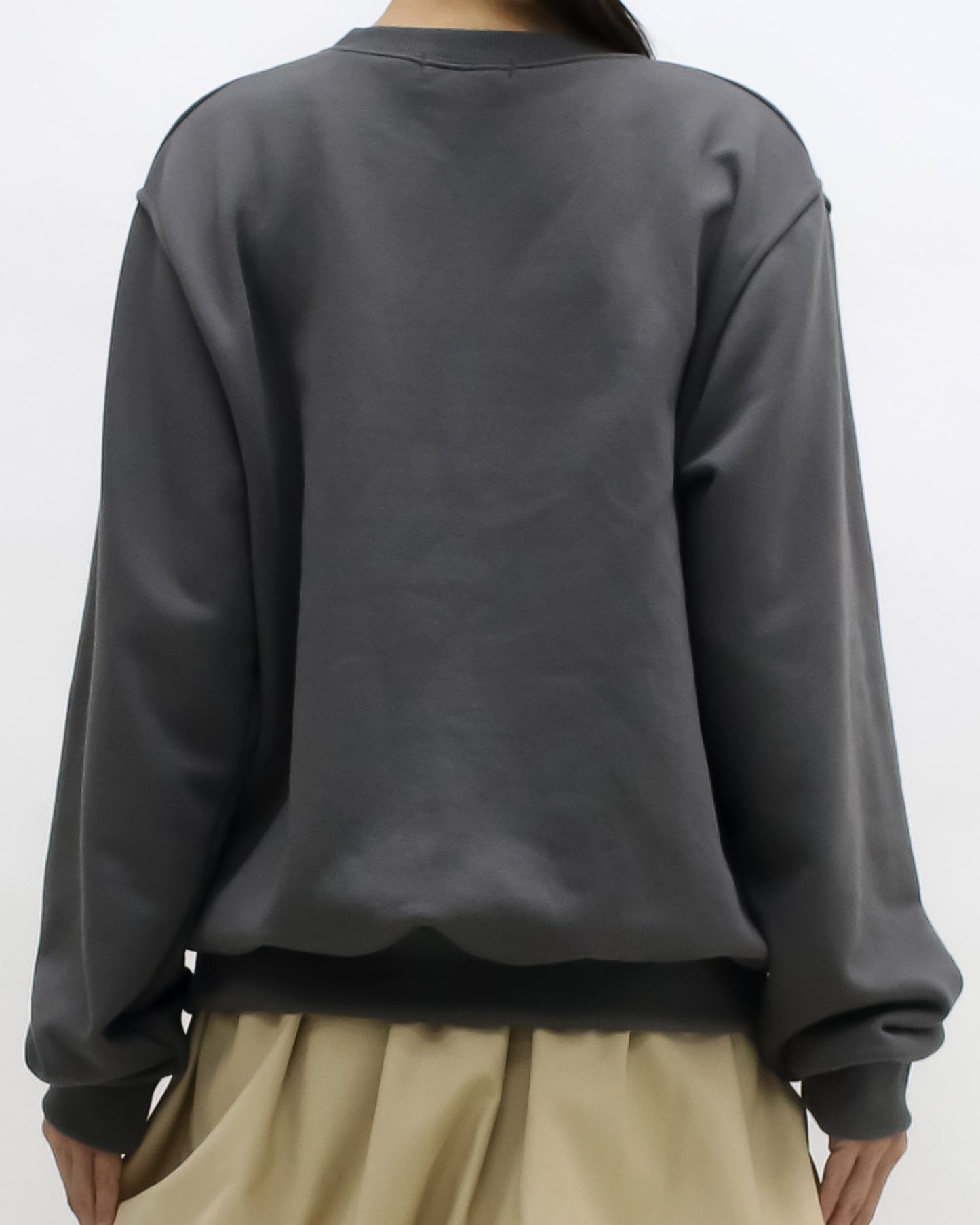 grey embroidered front sweatshirt
