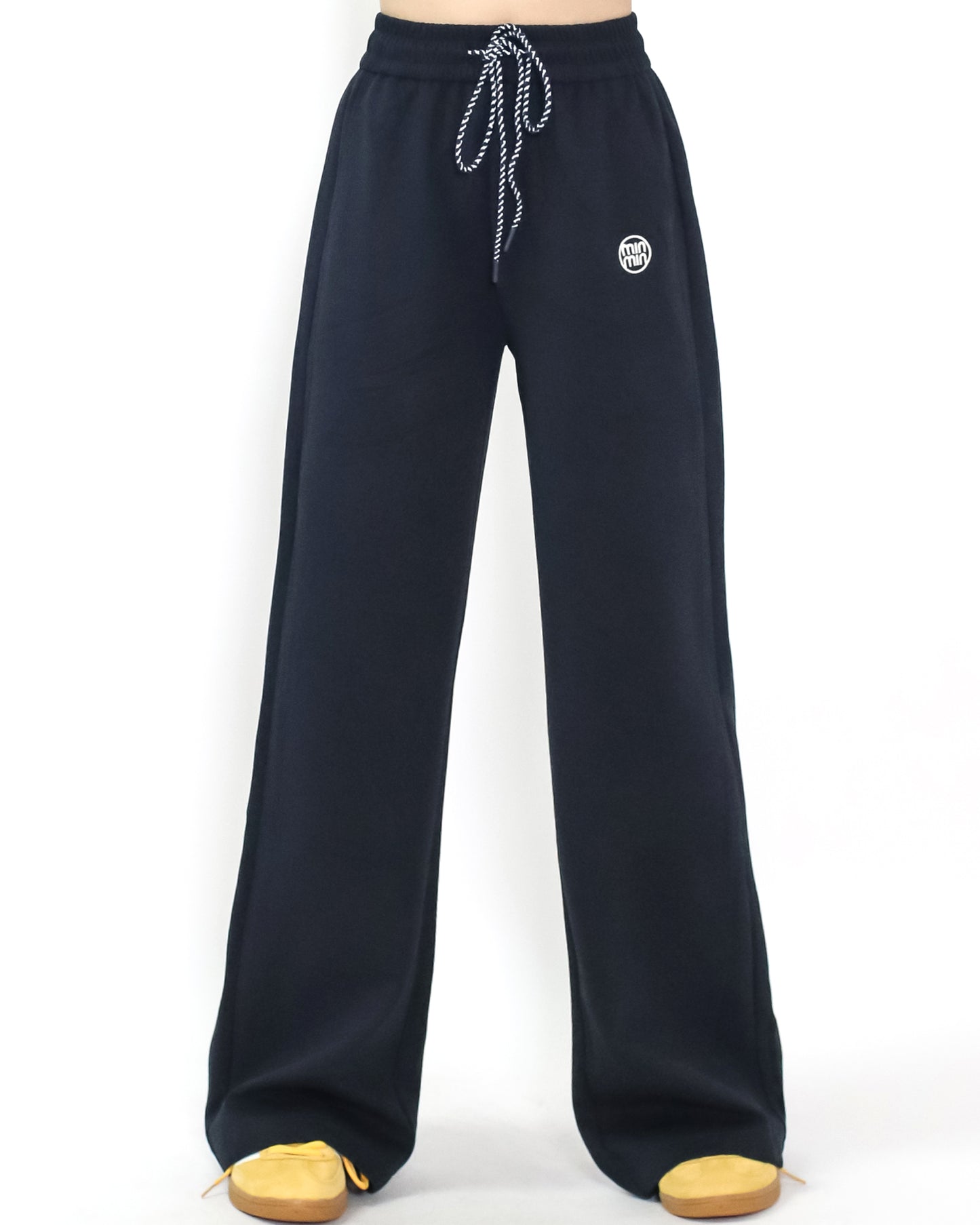 navy soft neoprene straight leg pants *pre-order*