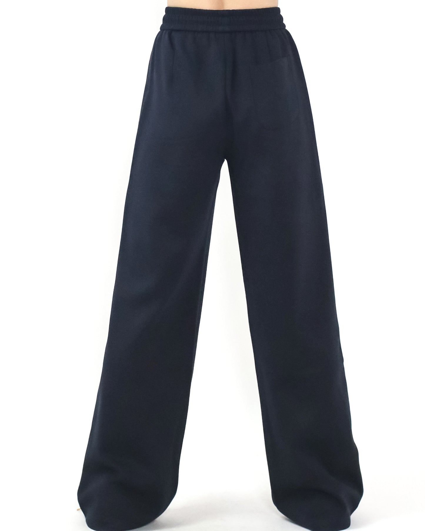 navy soft neoprene straight leg pants *pre-order*