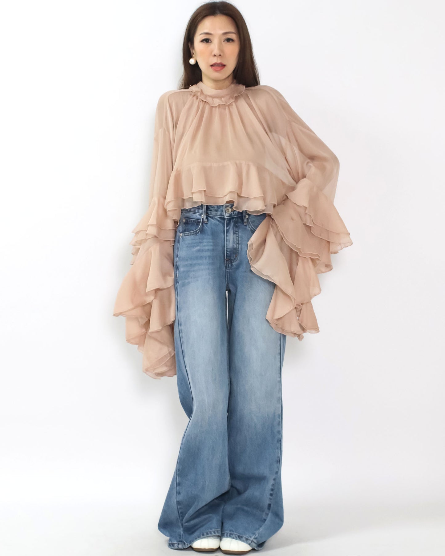 washed blue denim straight leg jeans *pre-order*