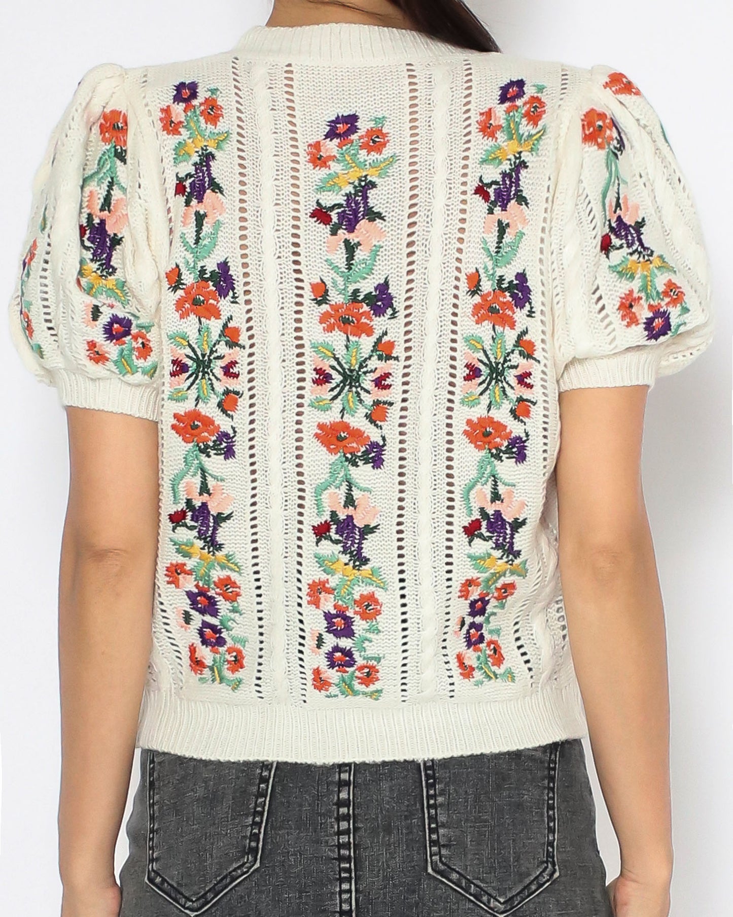 ivory flowers knitted top *pre-order*