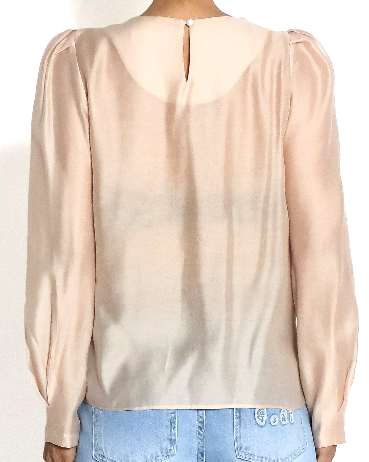 nude pink organza sheer slip layer front top