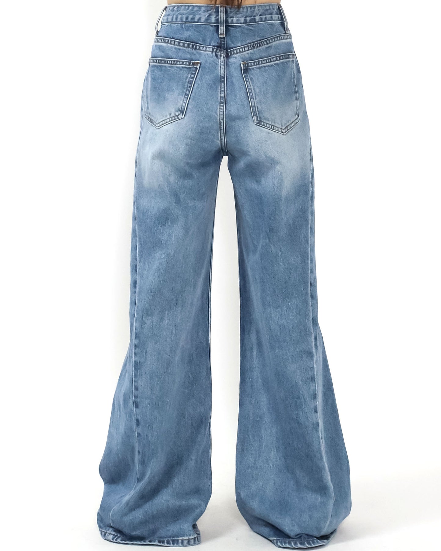 washed blue denim straight leg jeans *pre-order*