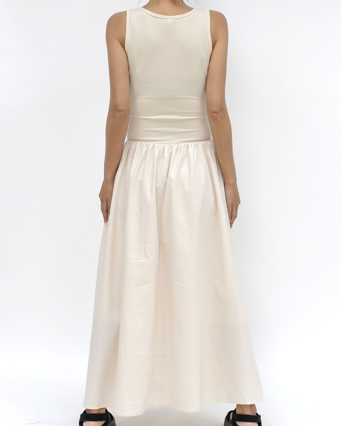 ivory vest w/ texture flare longline dress *pre-order*