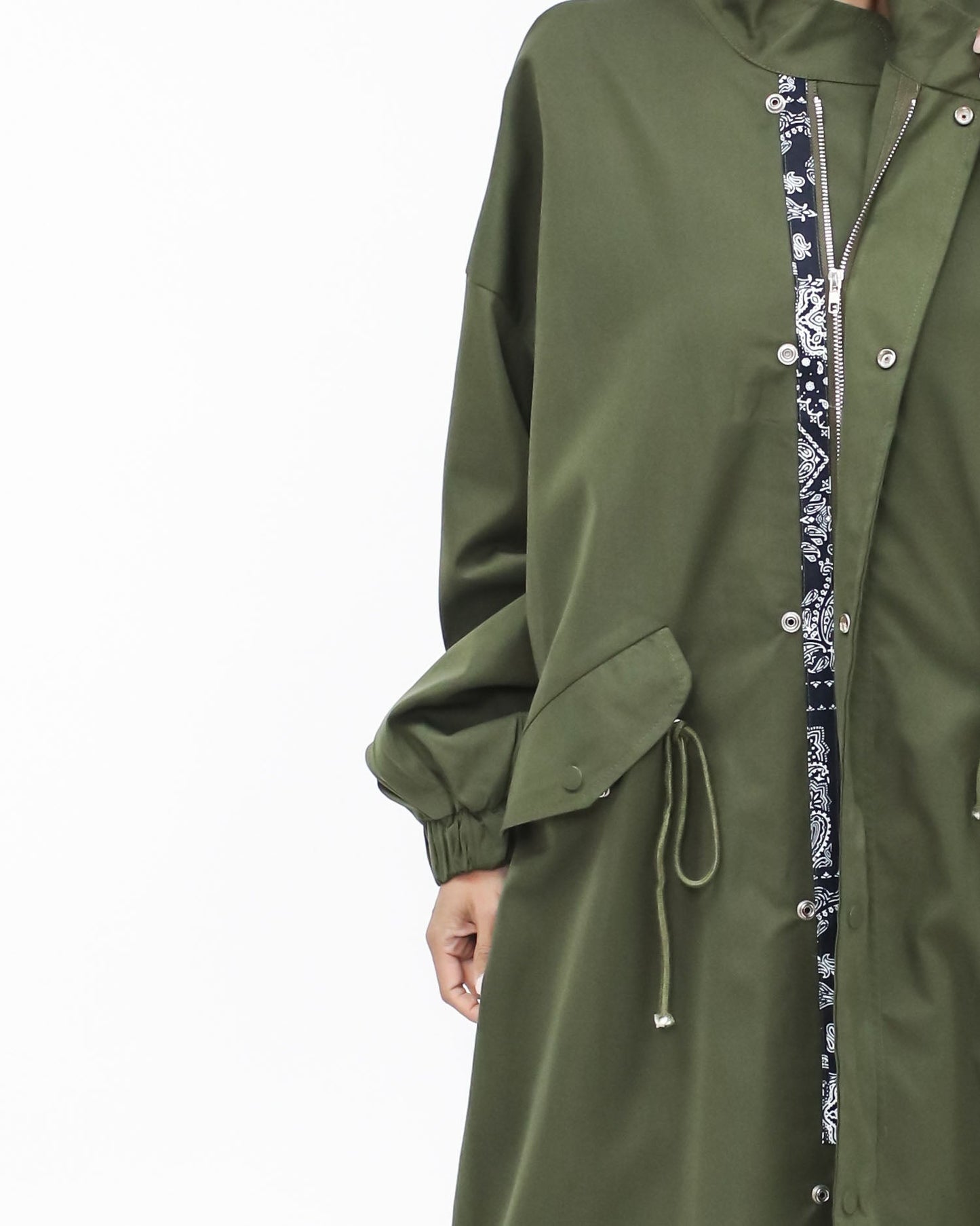 green & navy printed longline jacket *pre-order*