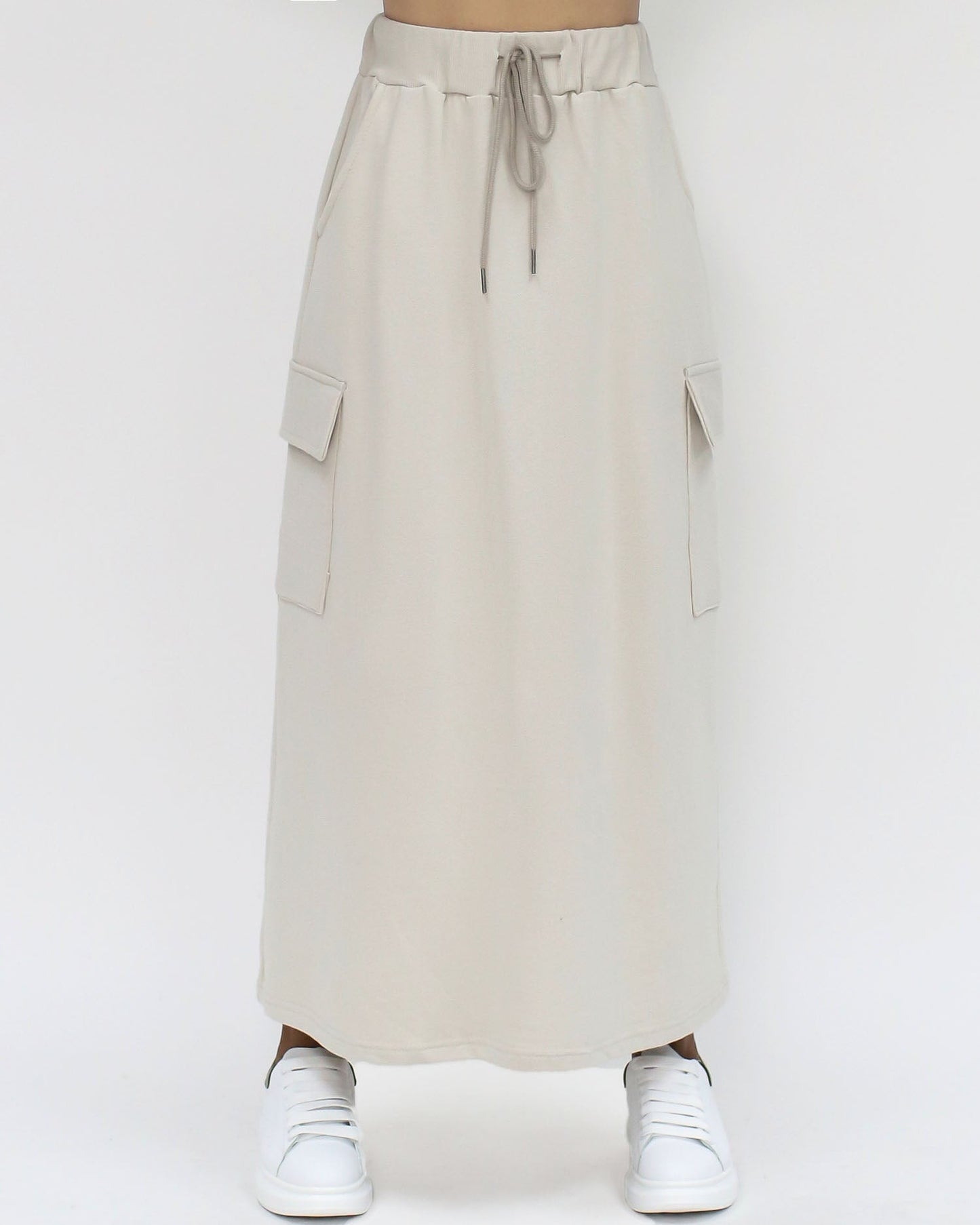 ivory & beige sweat hoodie jacket & skirt set