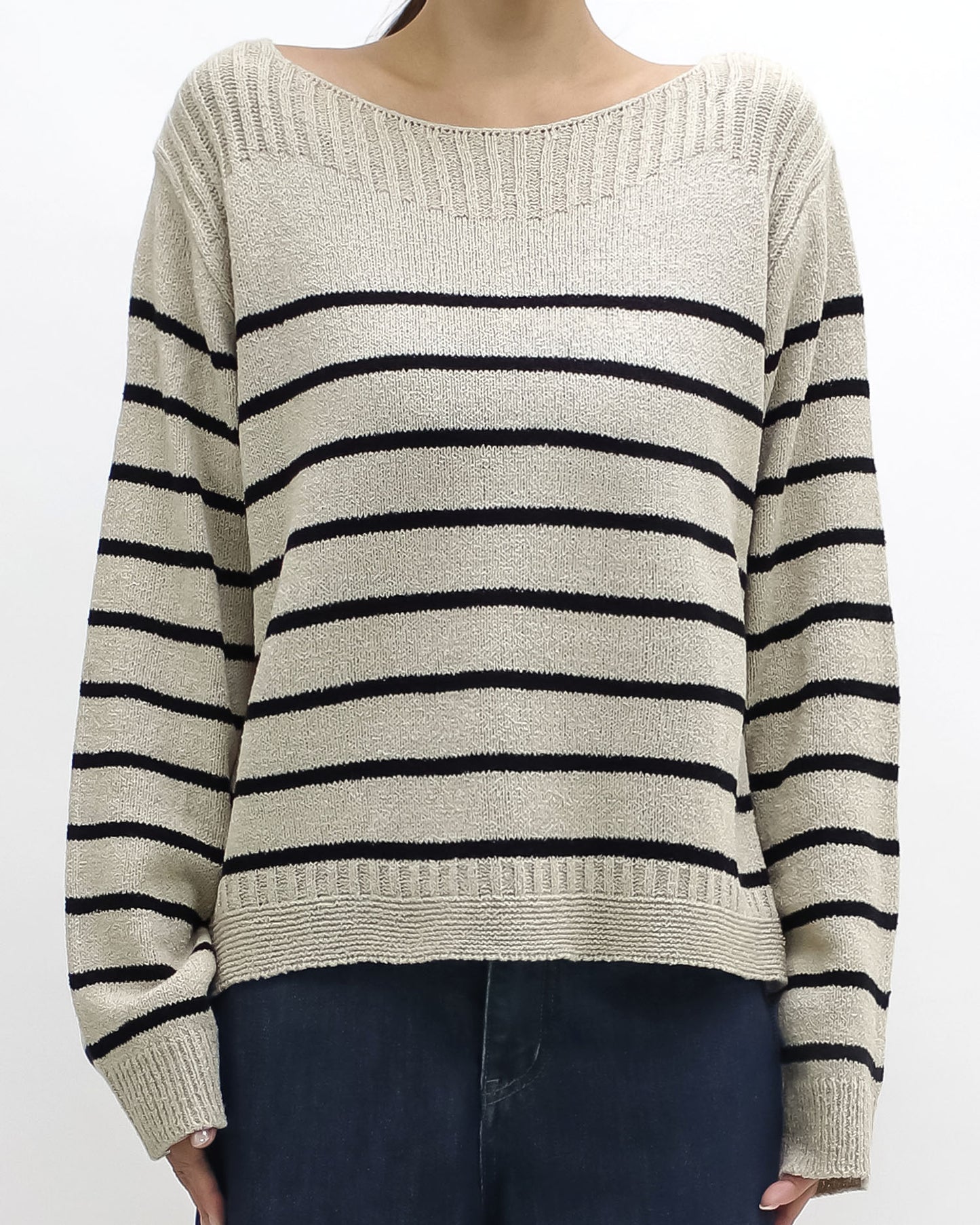 beige & black stripes knitted top