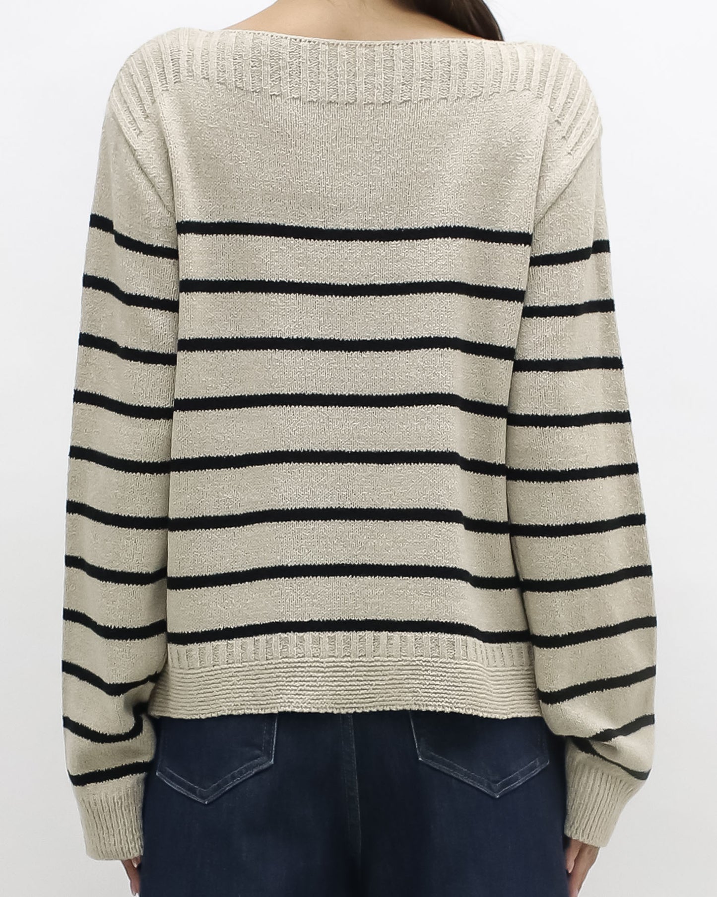 beige & black stripes knitted top
