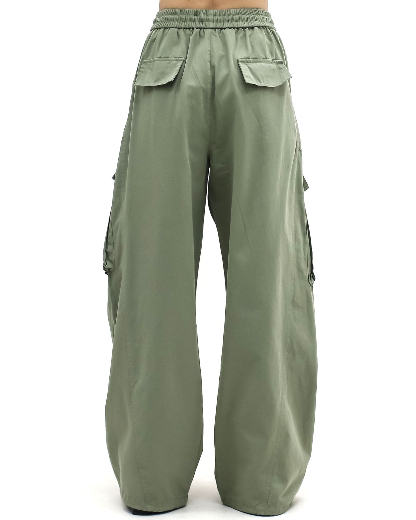 green ruched pockets cargo pants