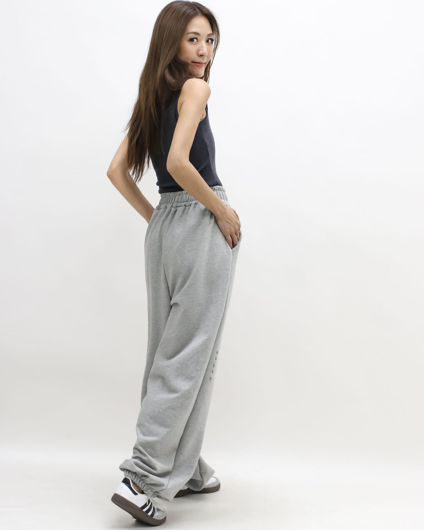 grey studded sweat joggers