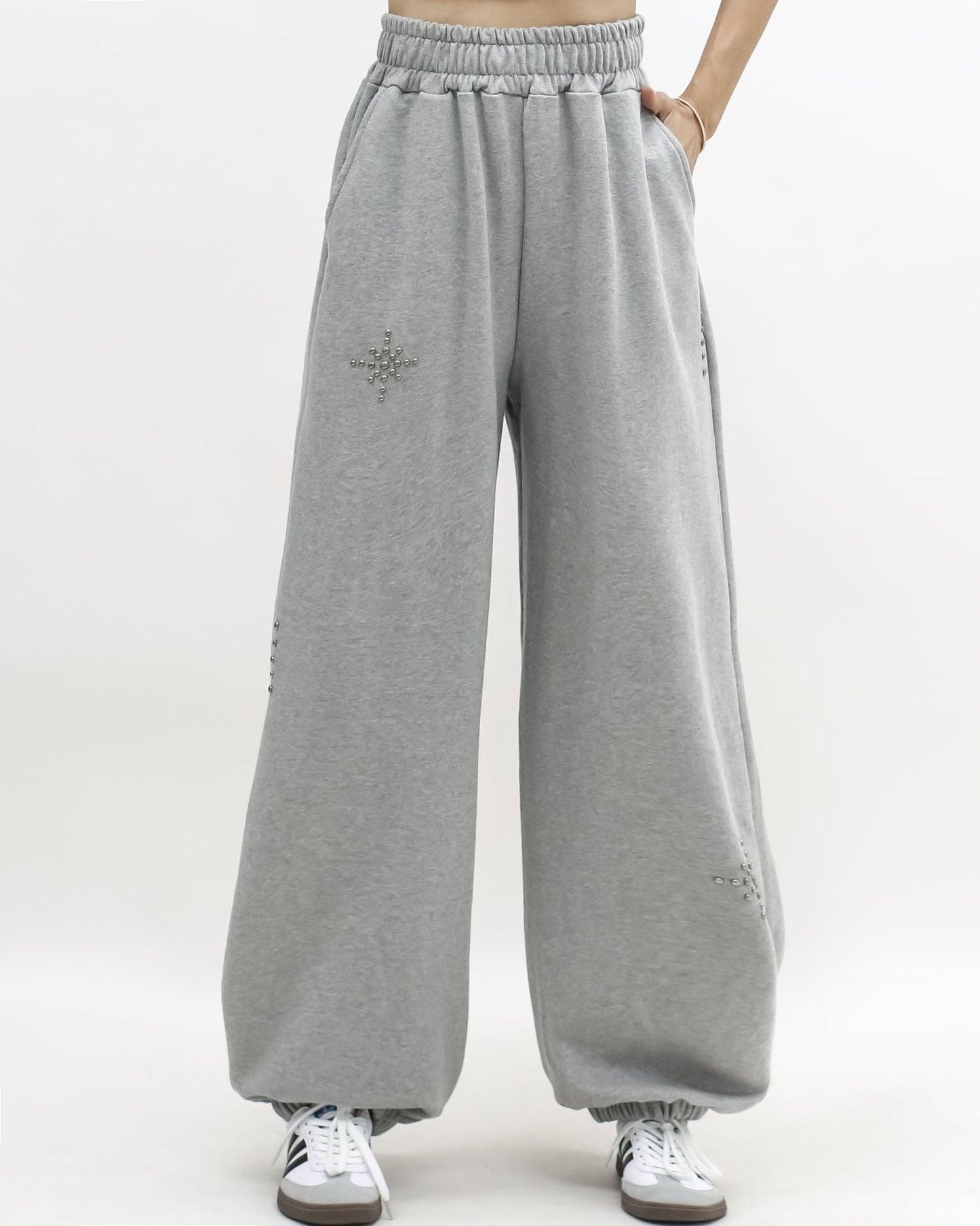 grey studded sweat joggers