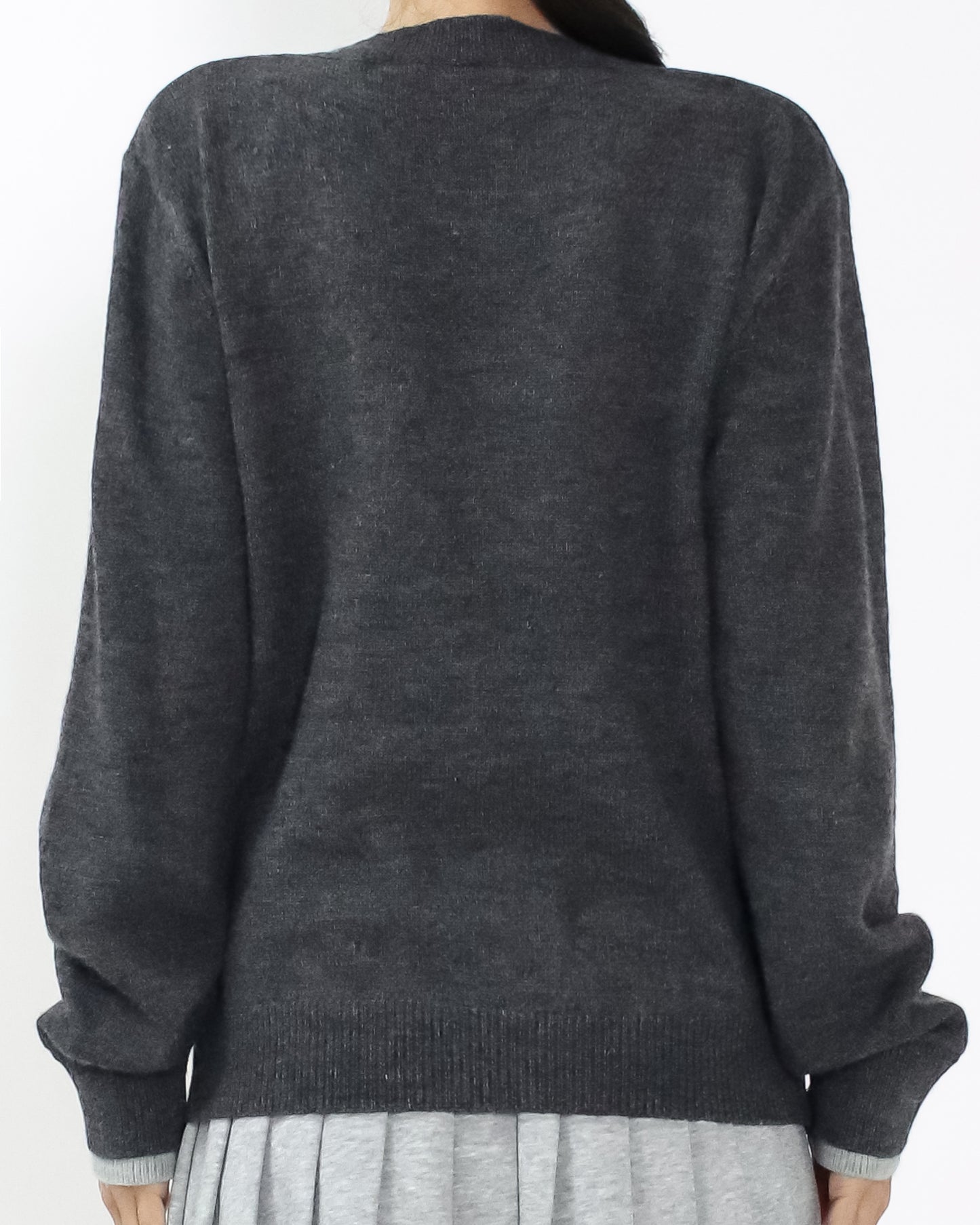 charcoal grey & grey layers knitted cardigan