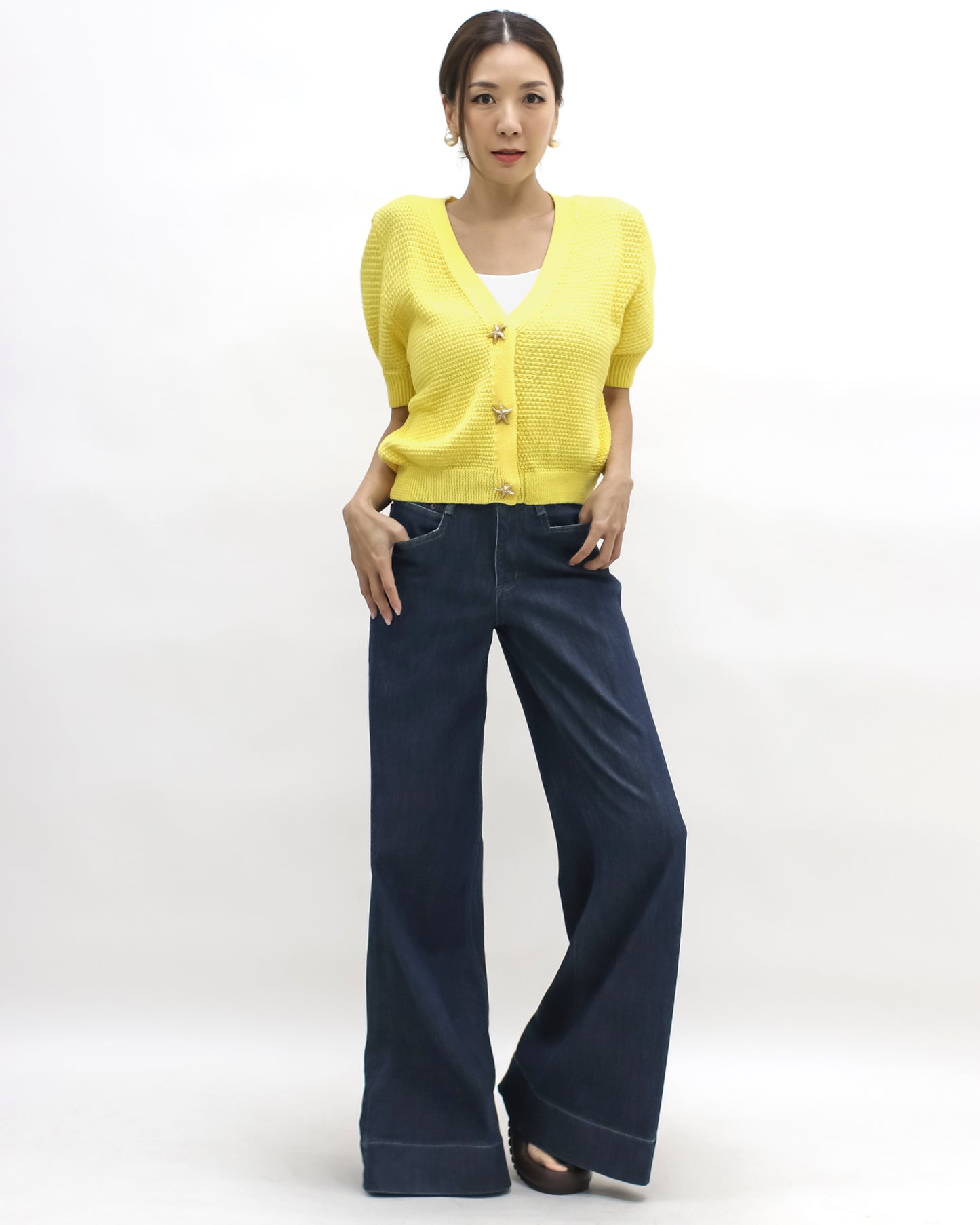 wash indigo denim flare jeans *pre-order*