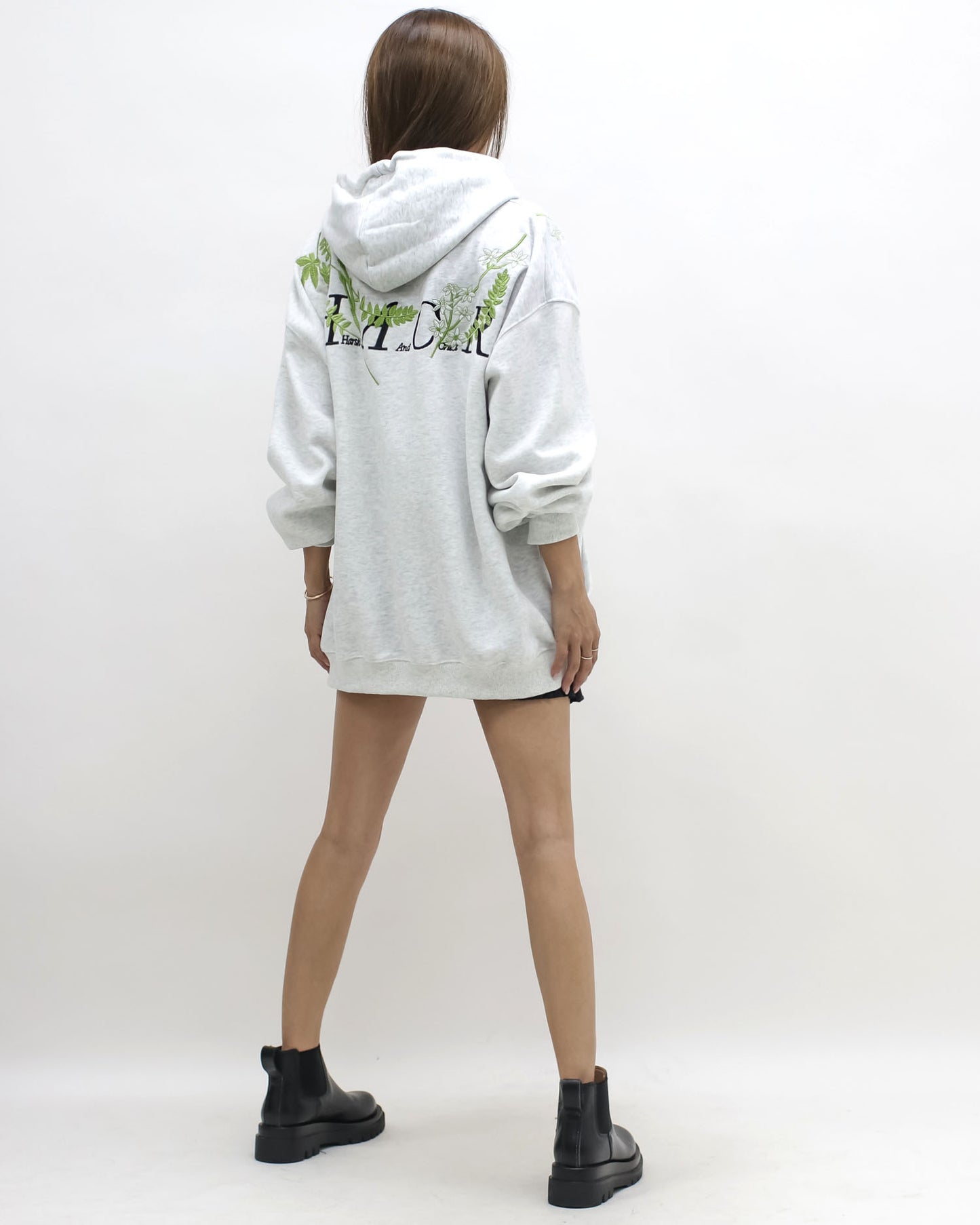 marl grey embroidered hoodie sweatshirt