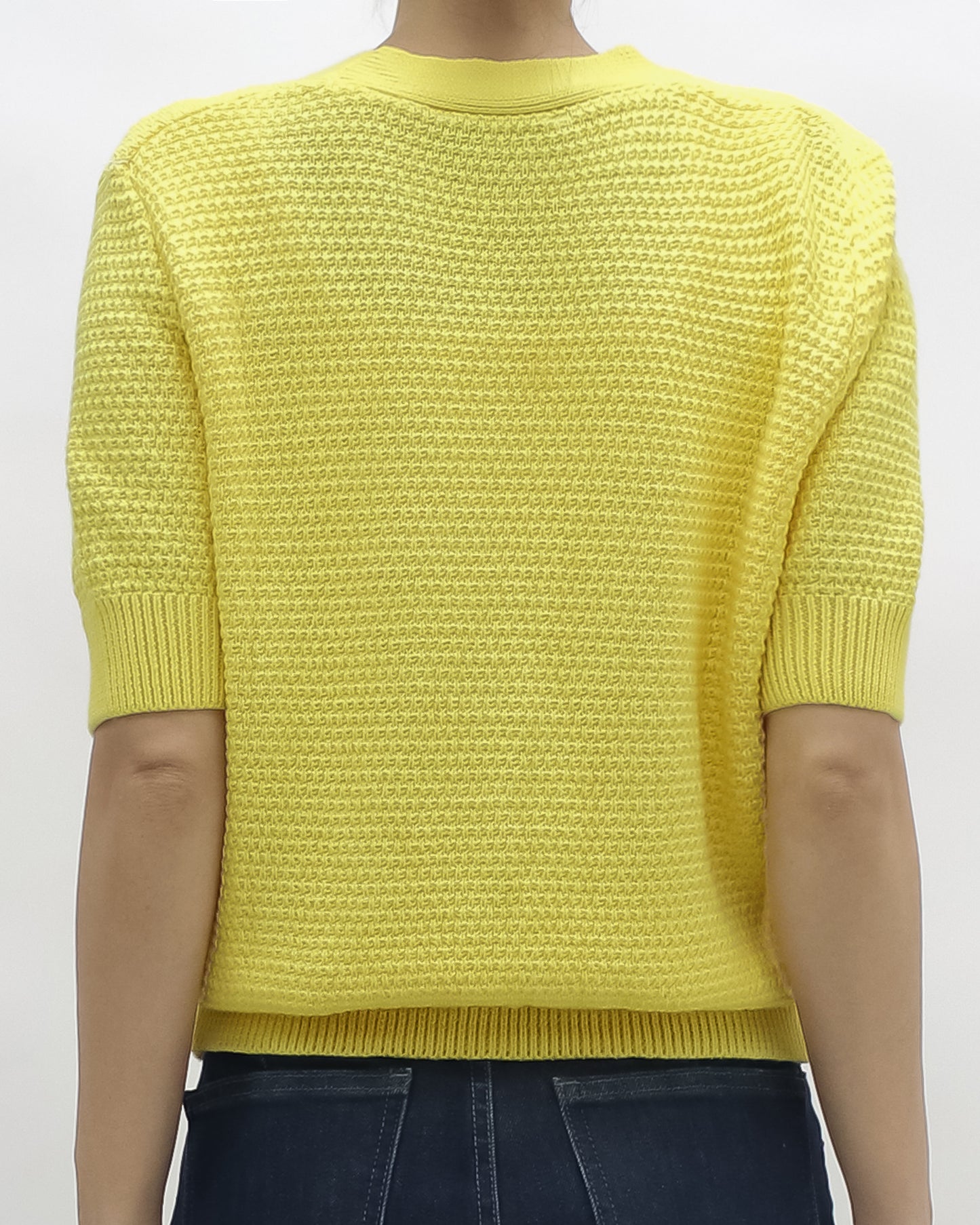 yellow starfish button fine knitted cardigan