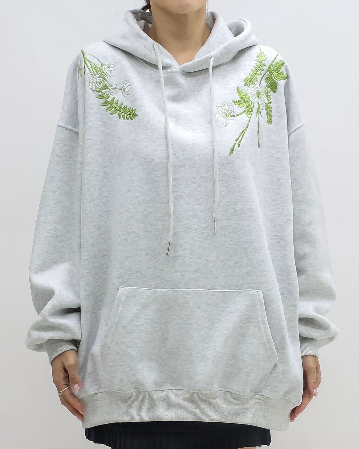 marl grey embroidered hoodie sweatshirt