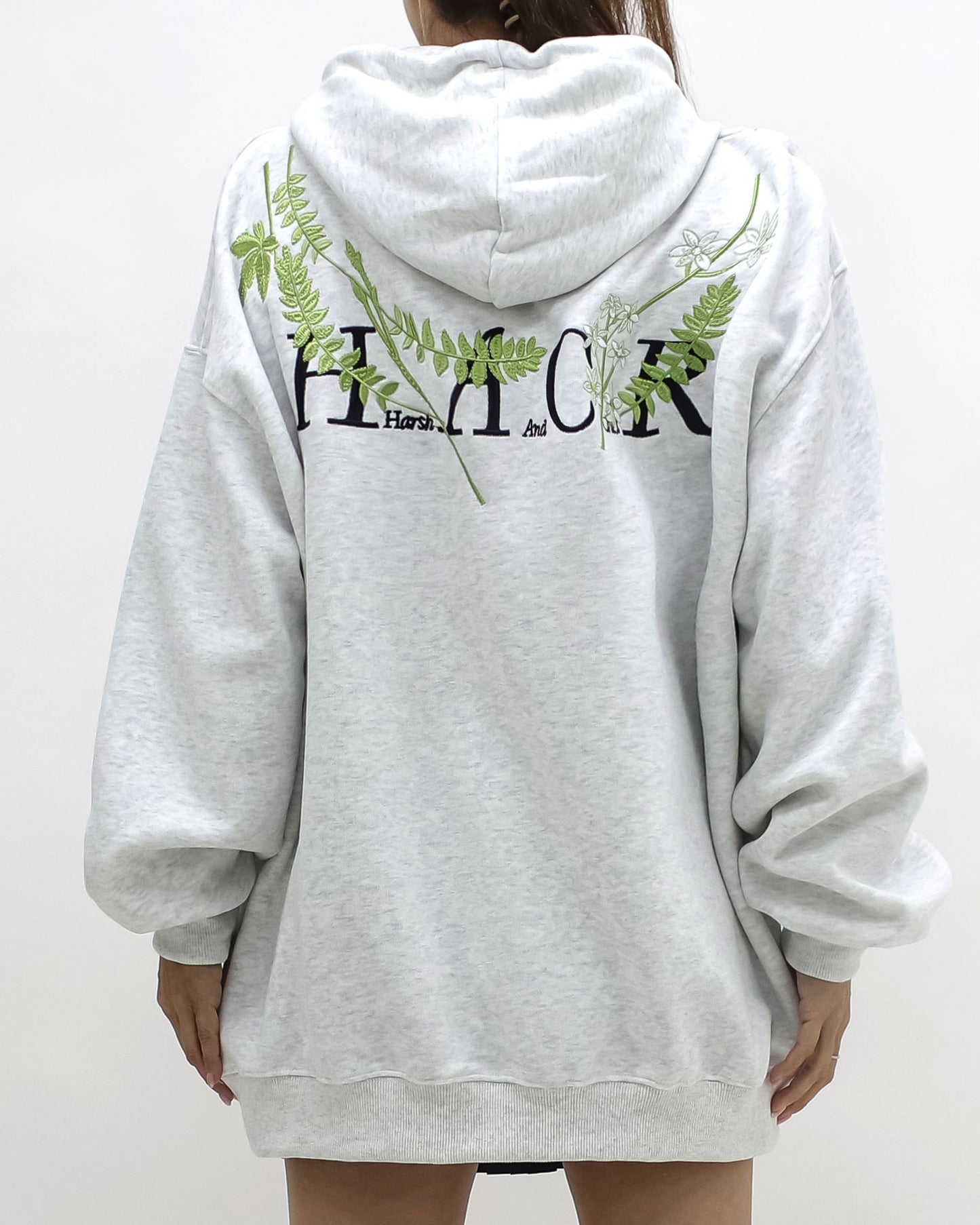 marl grey embroidered hoodie sweatshirt