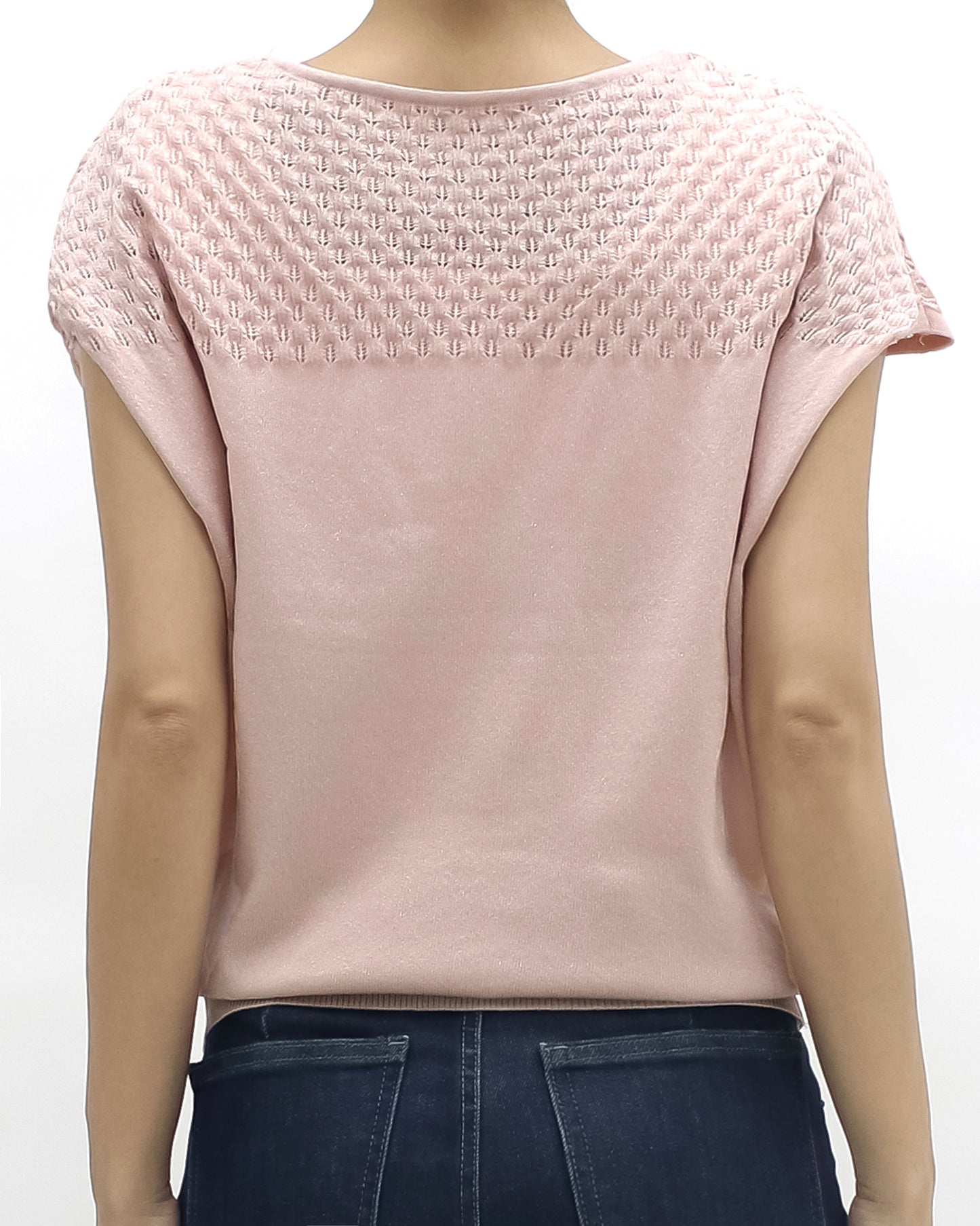pink perforated summer cap luxe knitted top