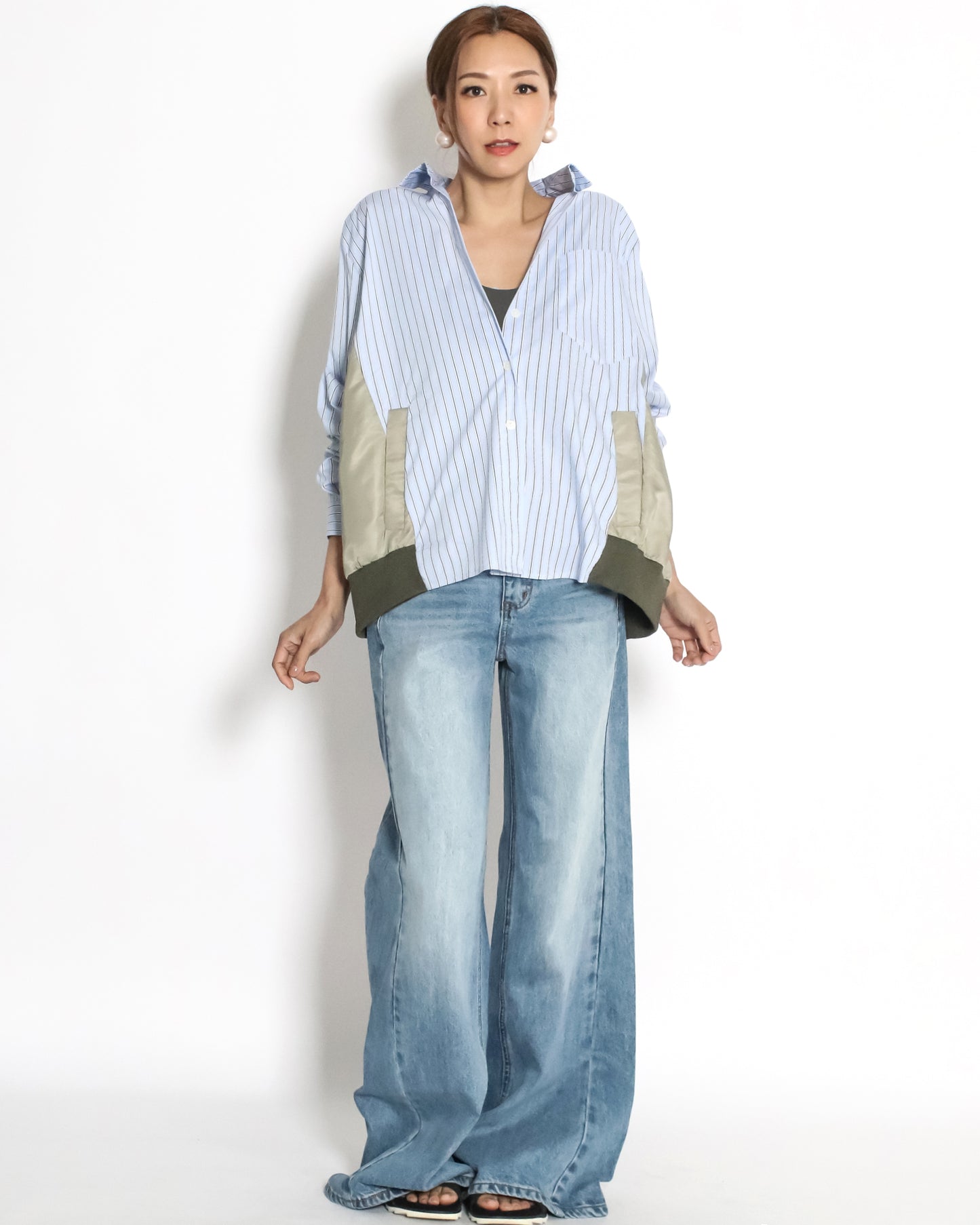 blue & ivory stripes w/ green tech shirt *pre-order*