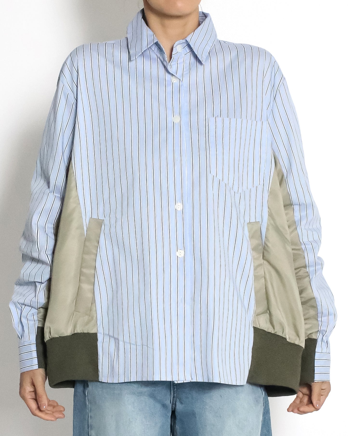 blue & ivory stripes w/ green tech shirt *pre-order*