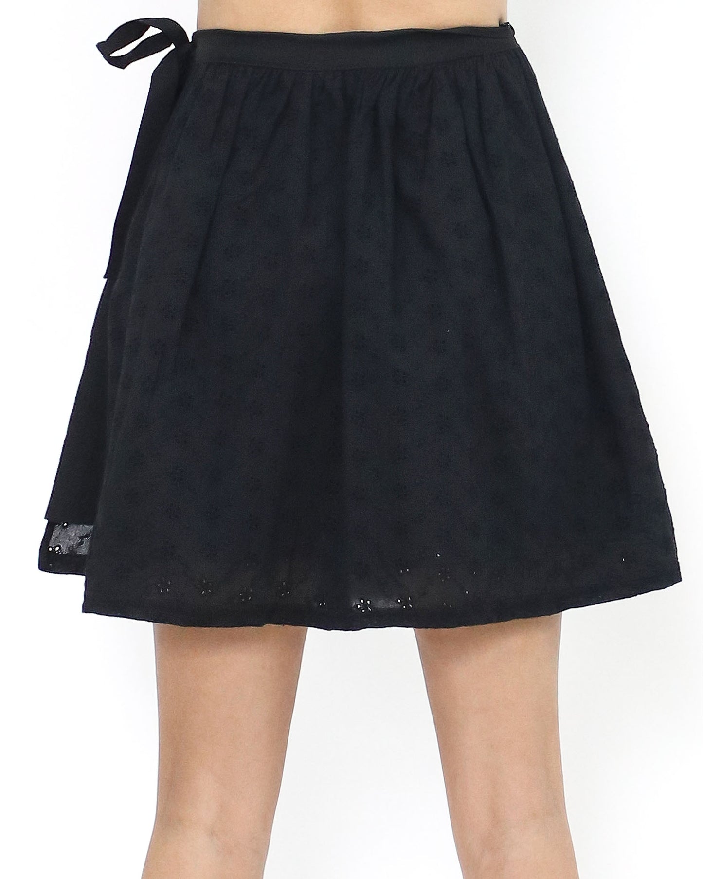 black crochet wrap skirt