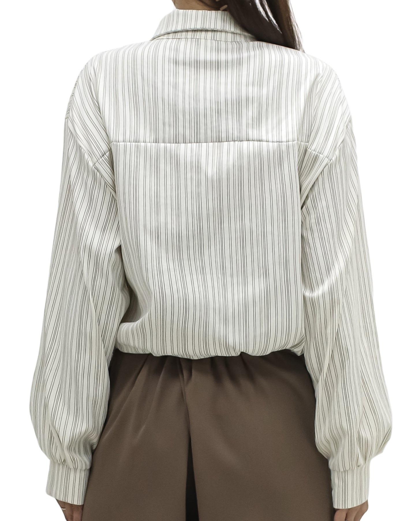 beige stripes stretch waist shirt