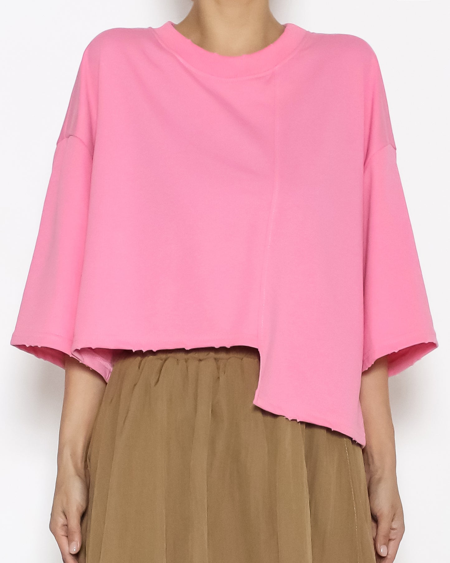 pink asymmetric hem tee