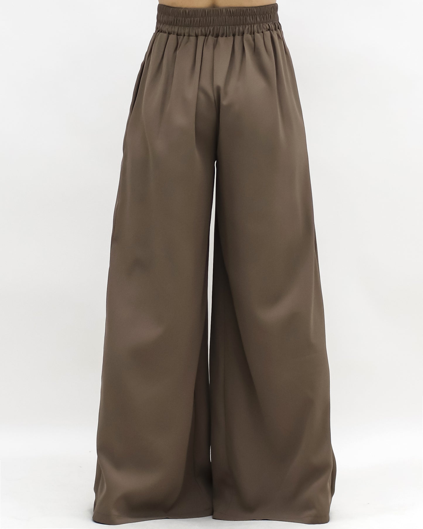 brown pleats front wide legs pants